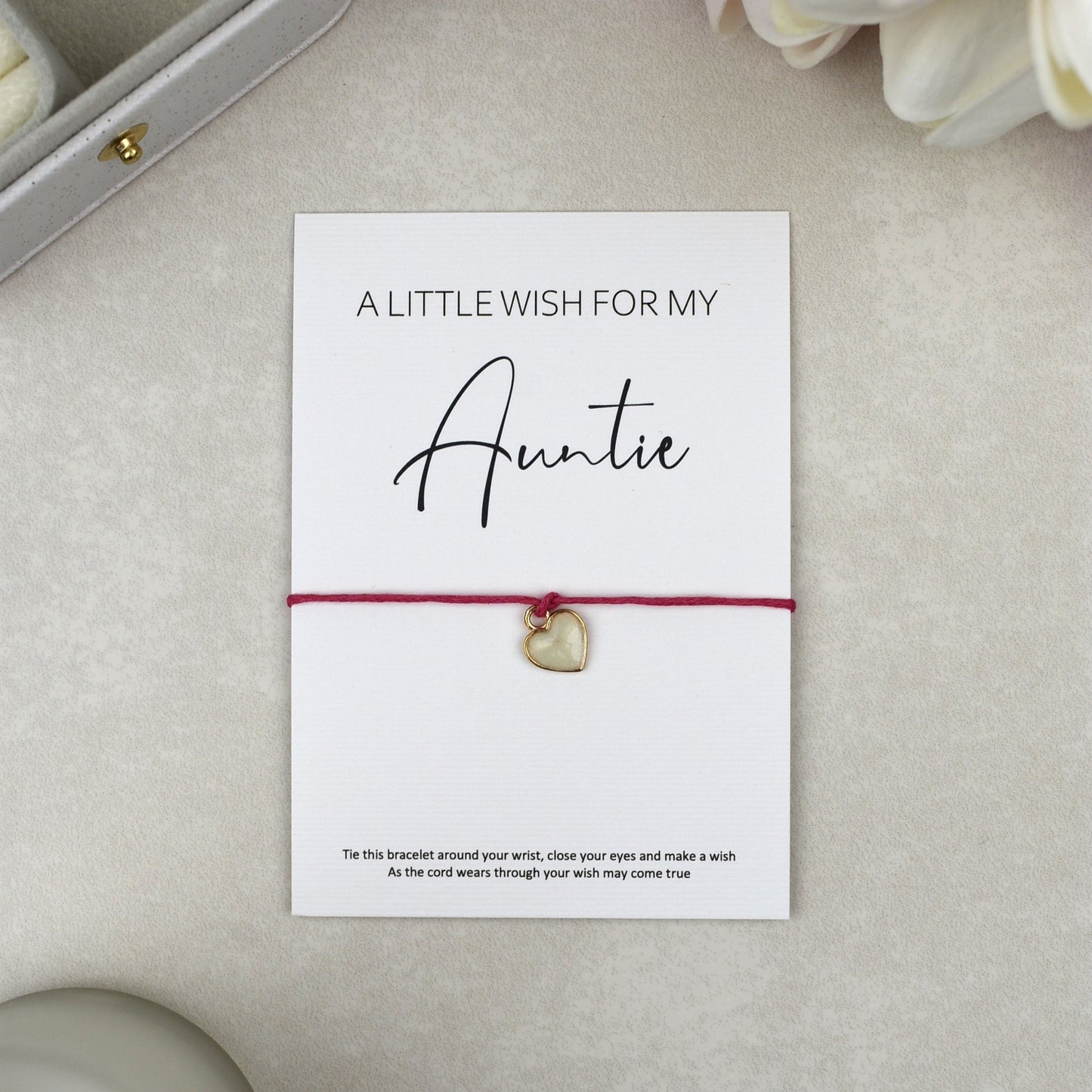 CLEARANCE - A Little Wish For My Auntie Wish Bracelet | Heart Charm