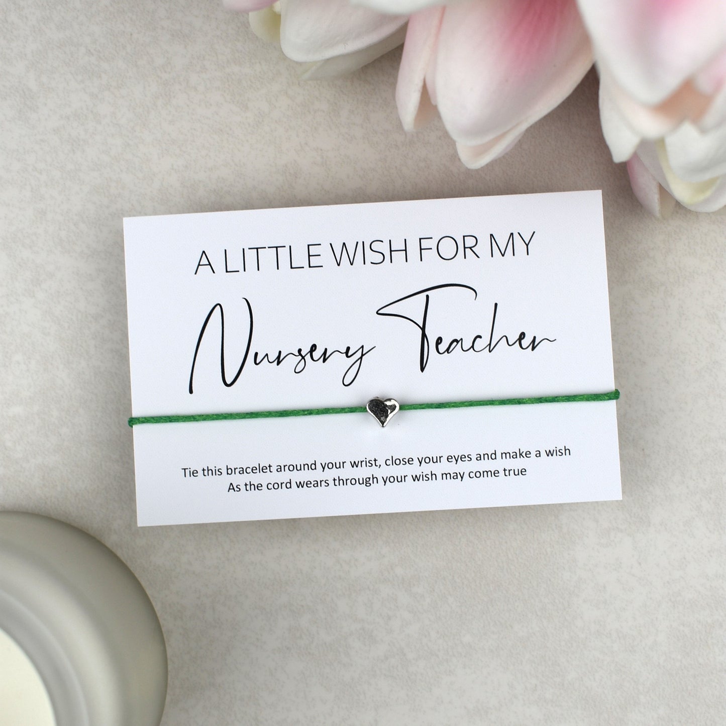 CLEARANCE - A Little Wish For My Nursery Teacher Wish Bracelet | Heart Charm