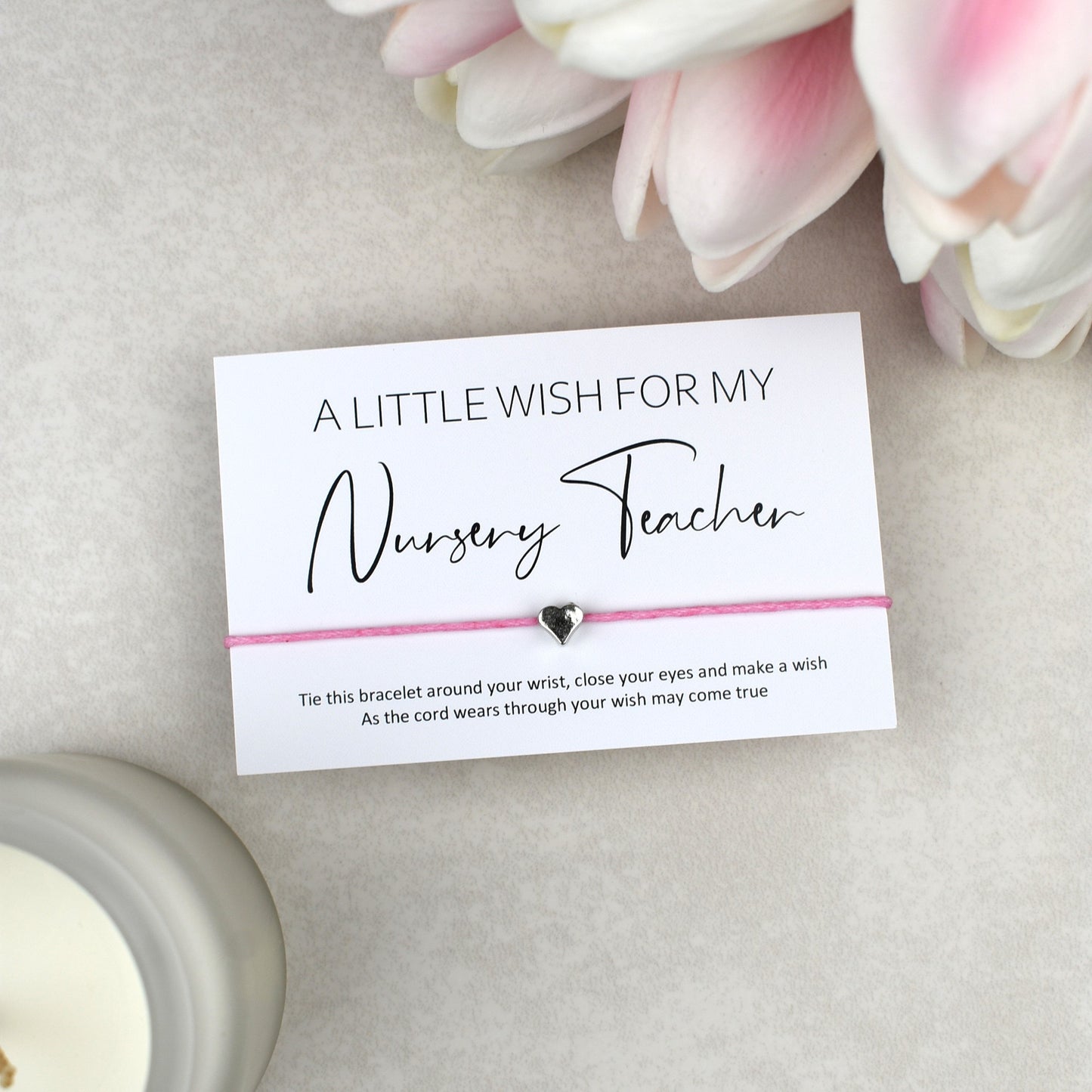 CLEARANCE - A Little Wish For My Nursery Teacher Wish Bracelet | Heart Charm