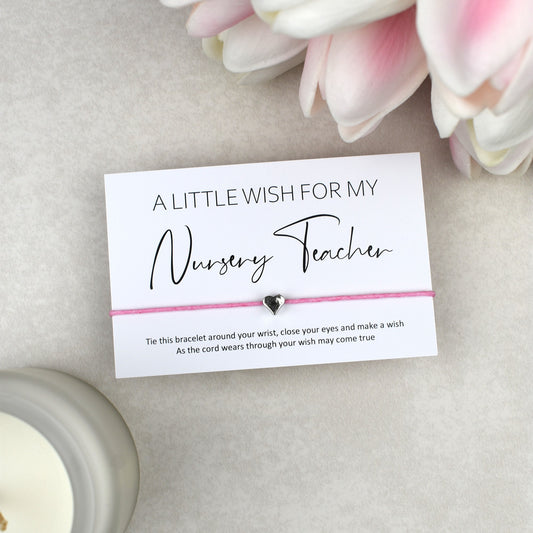 CLEARANCE - A Little Wish For My Nursery Teacher Wish Bracelet | Heart Charm