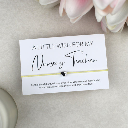 CLEARANCE - A Little Wish For My Nursery Teacher Wish Bracelet | Heart Charm