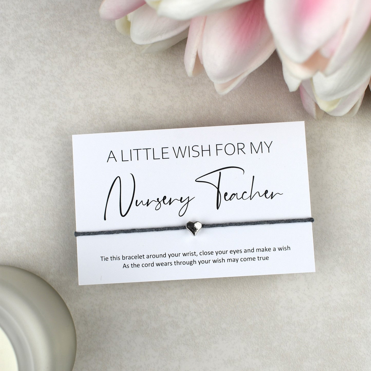 CLEARANCE - A Little Wish For My Nursery Teacher Wish Bracelet | Heart Charm