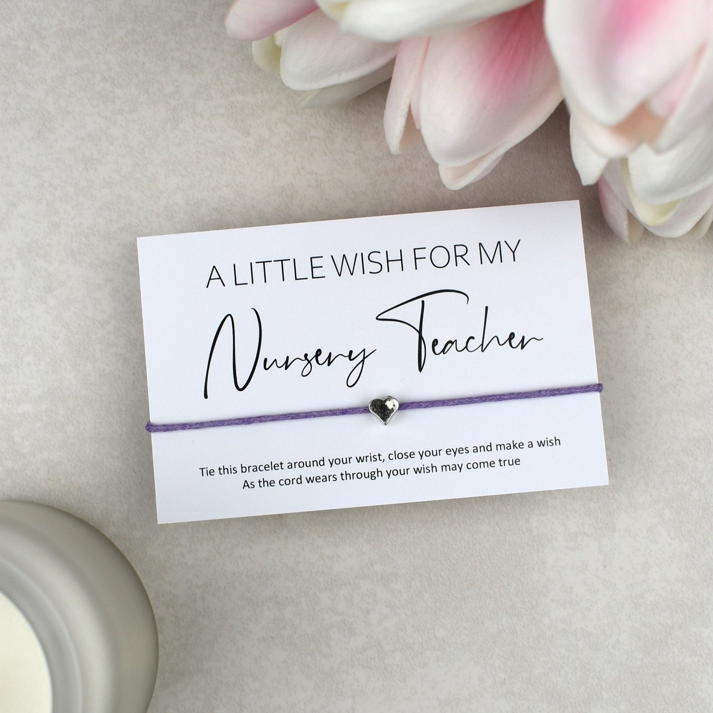 CLEARANCE - A Little Wish For My Nursery Teacher Wish Bracelet | Heart Charm