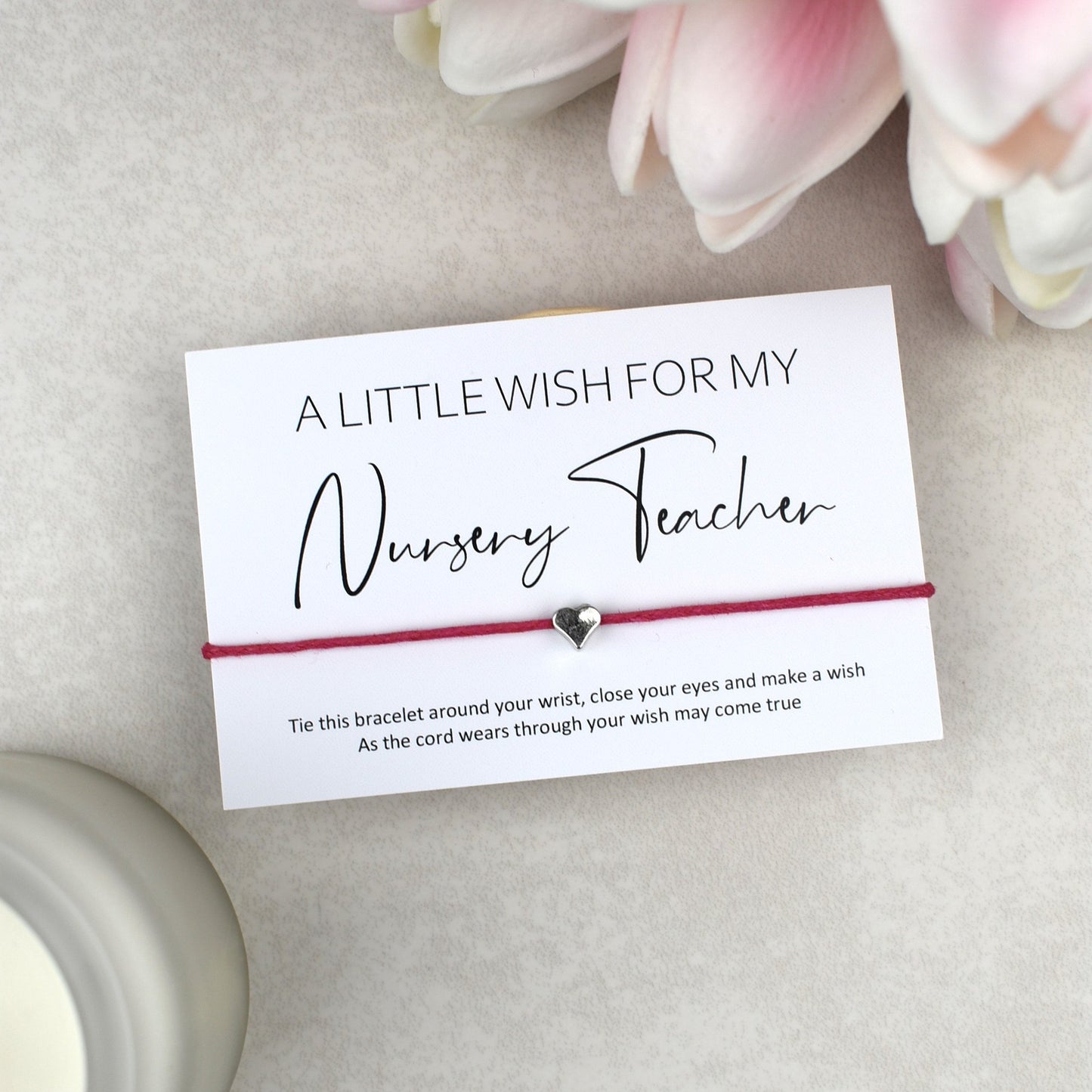 CLEARANCE - A Little Wish For My Nursery Teacher Wish Bracelet | Heart Charm