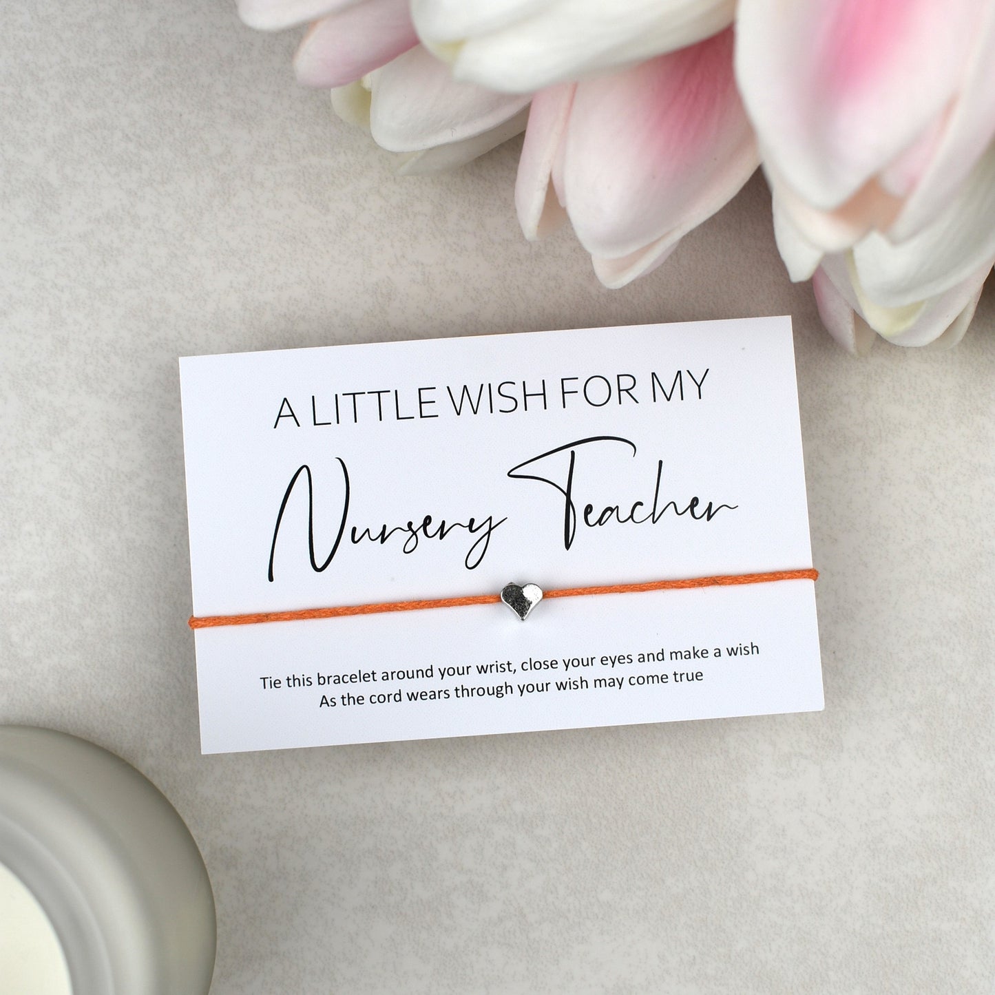 CLEARANCE - A Little Wish For My Nursery Teacher Wish Bracelet | Heart Charm