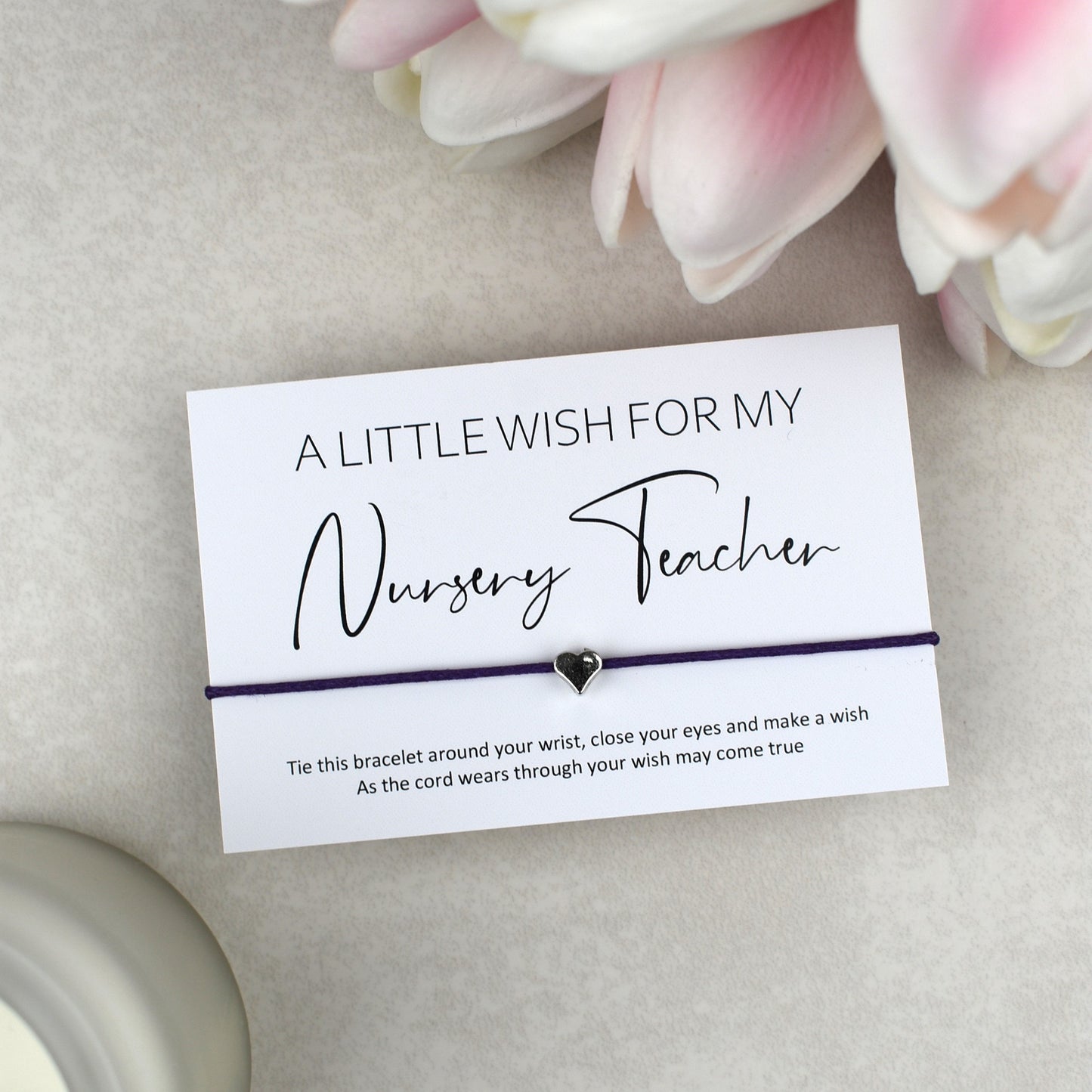 CLEARANCE - A Little Wish For My Nursery Teacher Wish Bracelet | Heart Charm