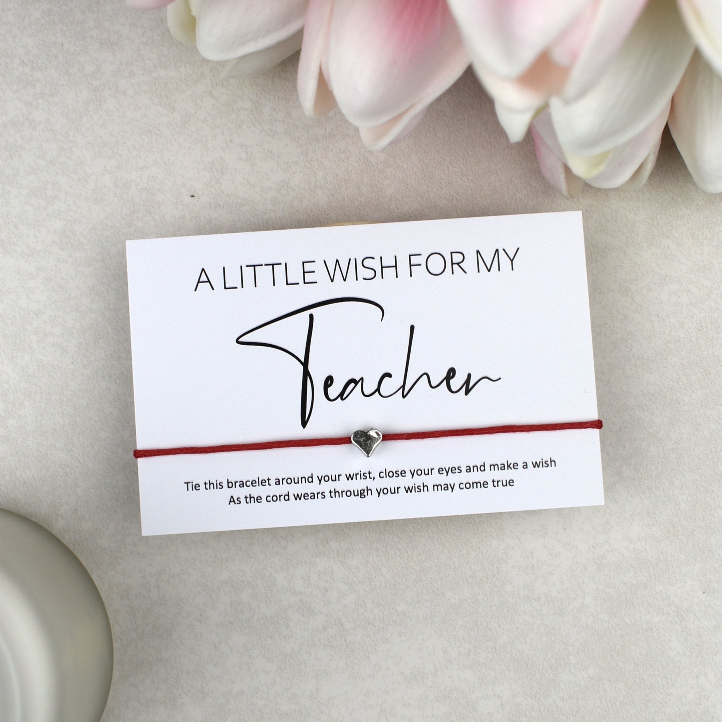 CLEARANCE - A Little Wish For My Teacher Wish Bracelet | Heart Charm