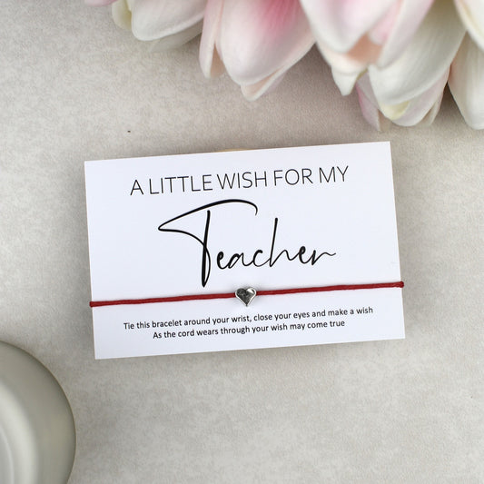 CLEARANCE - A Little Wish For My Teacher Wish Bracelet | Heart Charm