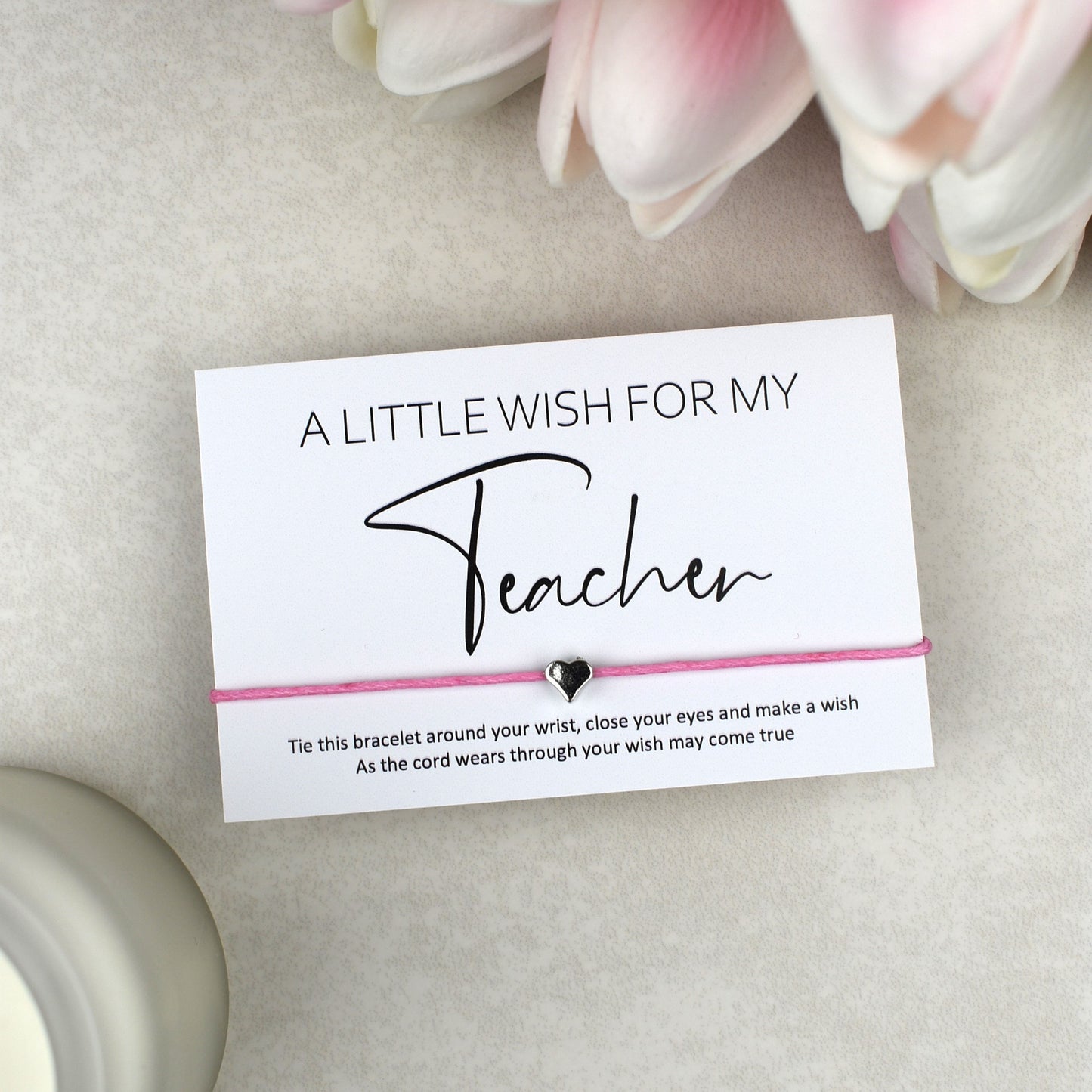 CLEARANCE - A Little Wish For My Teacher Wish Bracelet | Heart Charm