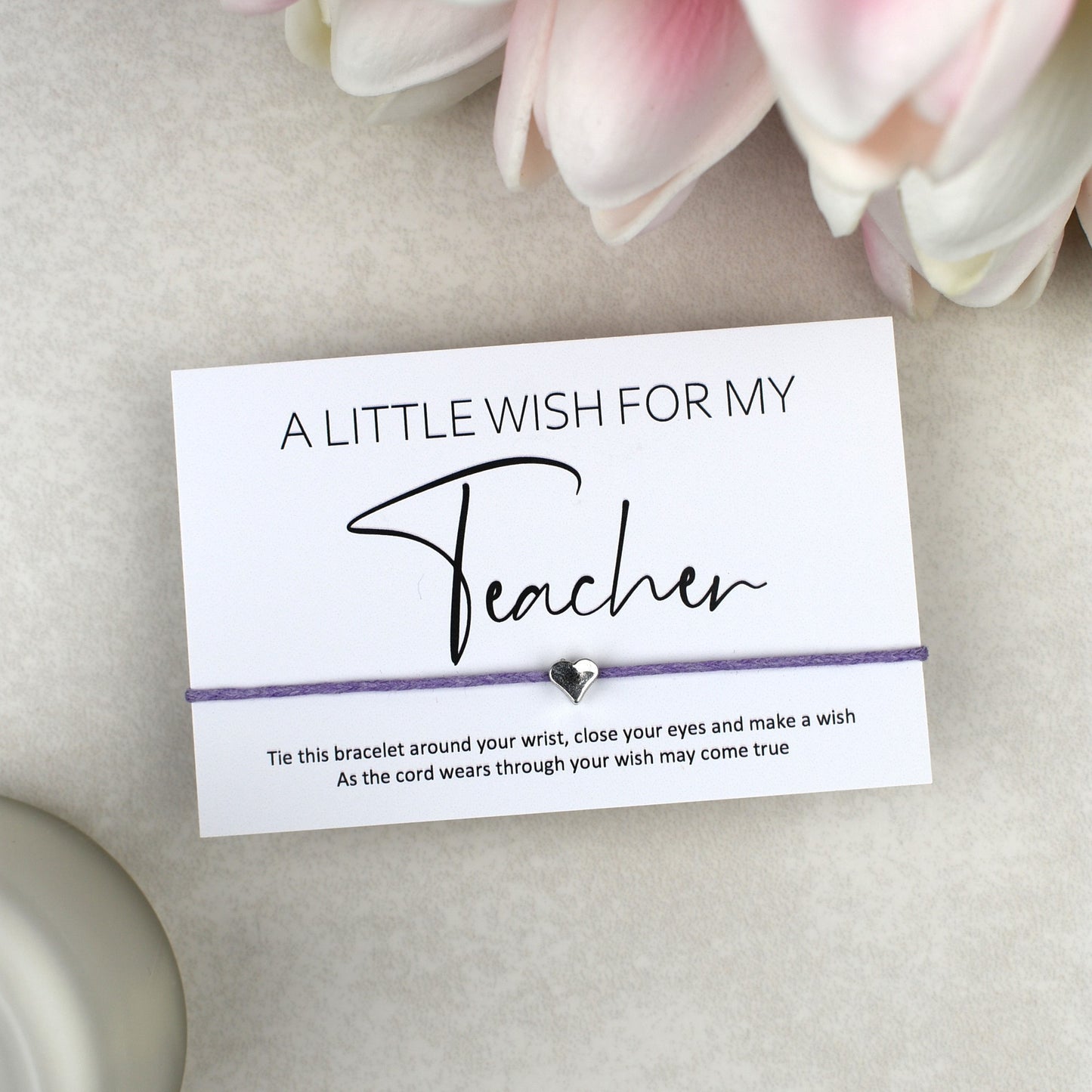 CLEARANCE - A Little Wish For My Teacher Wish Bracelet | Heart Charm