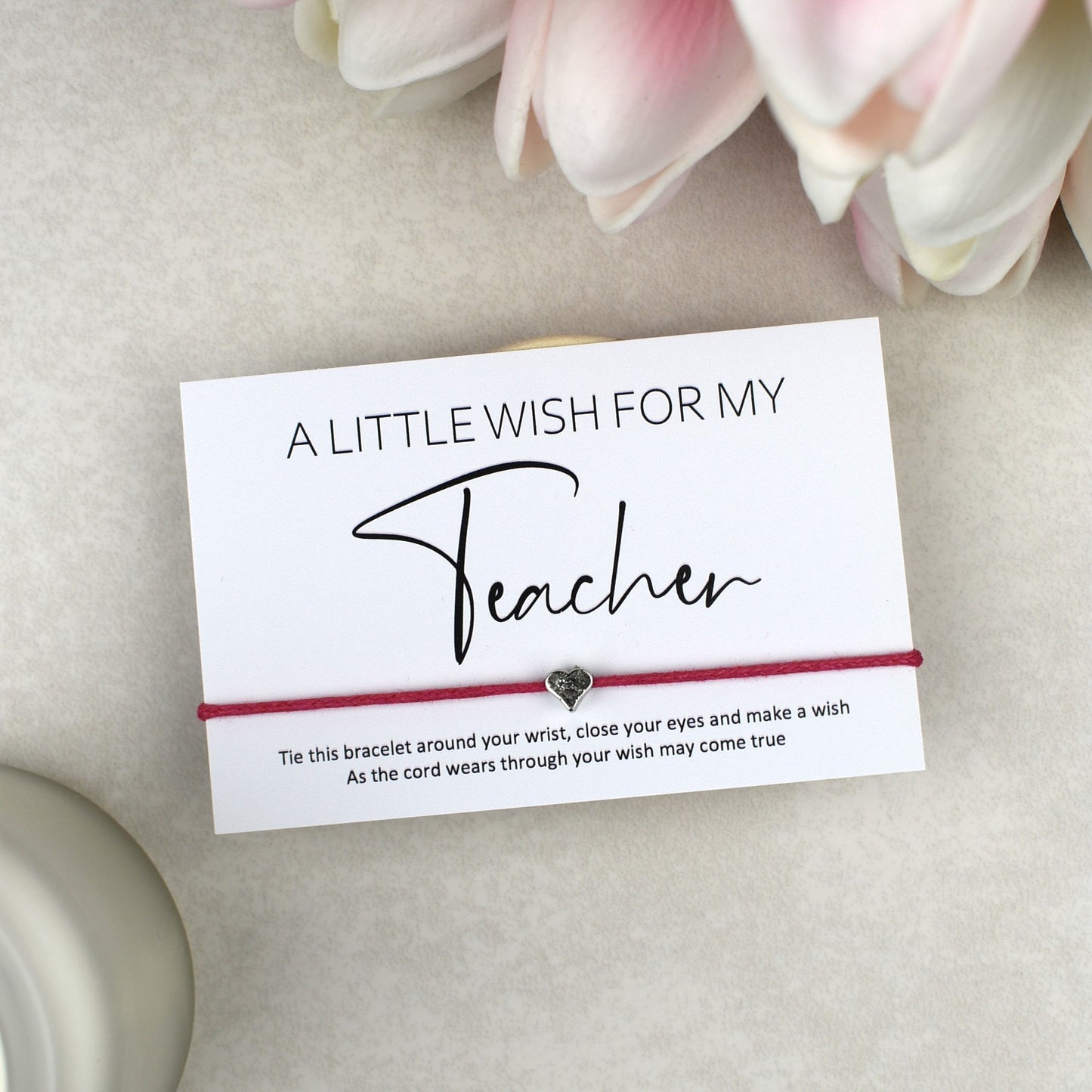 CLEARANCE - A Little Wish For My Teacher Wish Bracelet | Heart Charm