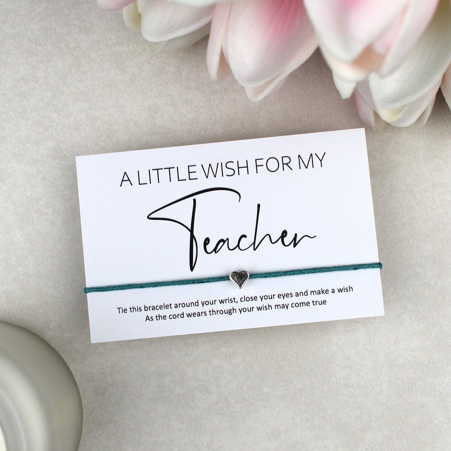 CLEARANCE - A Little Wish For My Teacher Wish Bracelet | Heart Charm