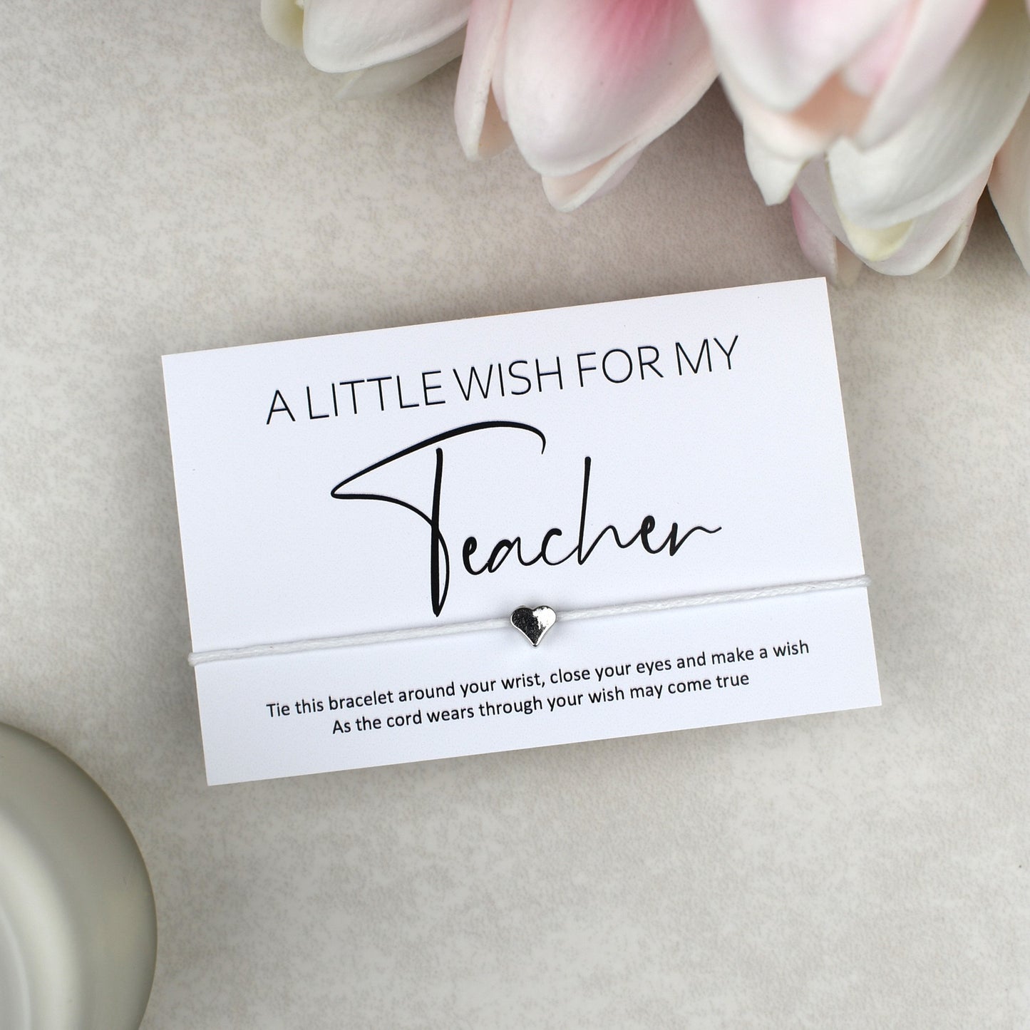 CLEARANCE - A Little Wish For My Teacher Wish Bracelet | Heart Charm