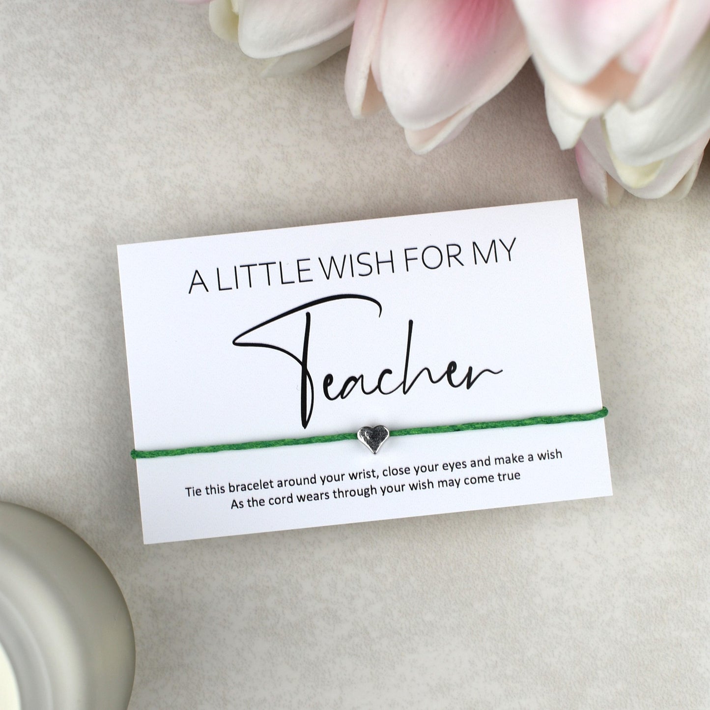 CLEARANCE - A Little Wish For My Teacher Wish Bracelet | Heart Charm