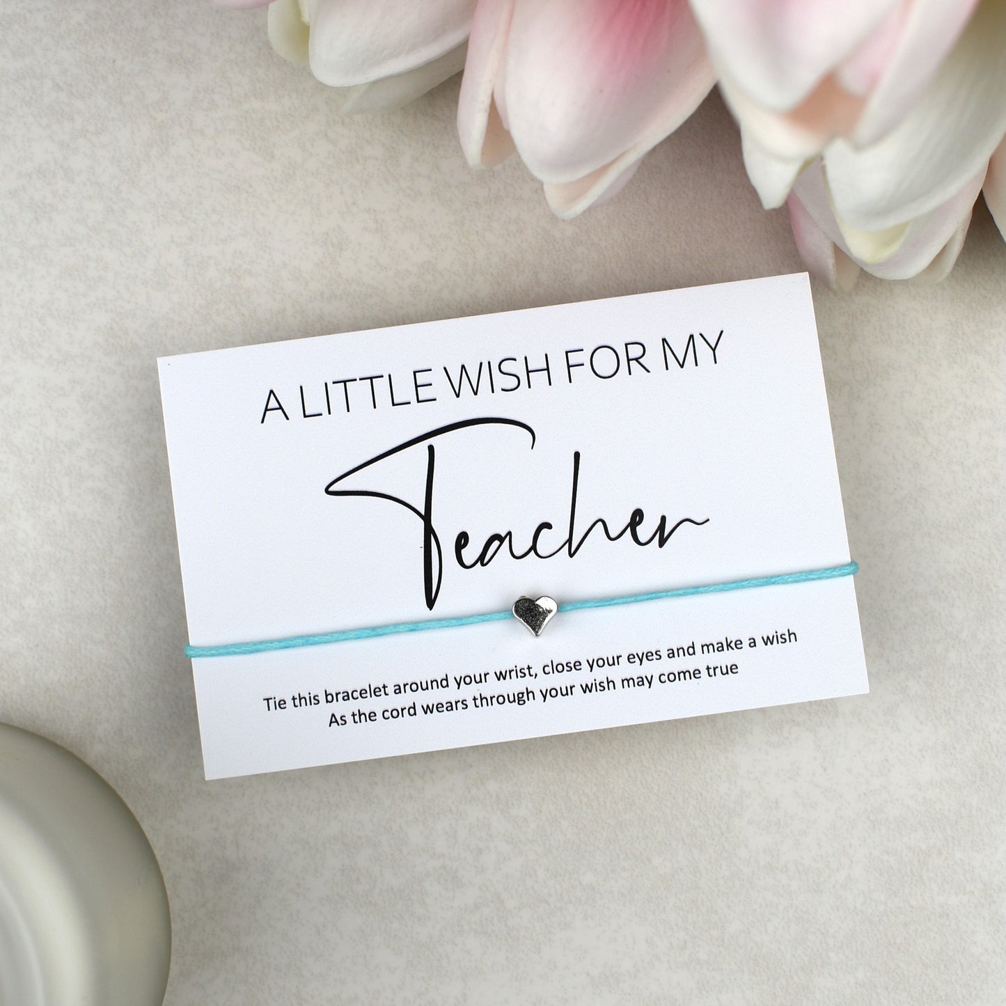 CLEARANCE - A Little Wish For My Teacher Wish Bracelet | Heart Charm