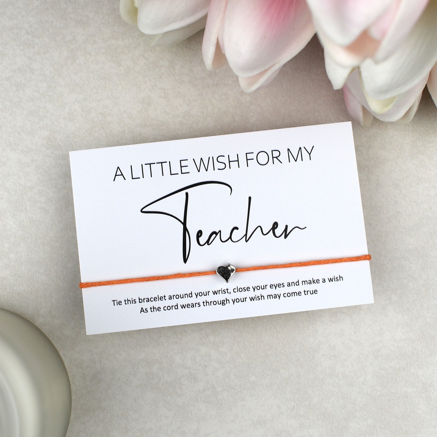 CLEARANCE - A Little Wish For My Teacher Wish Bracelet | Heart Charm