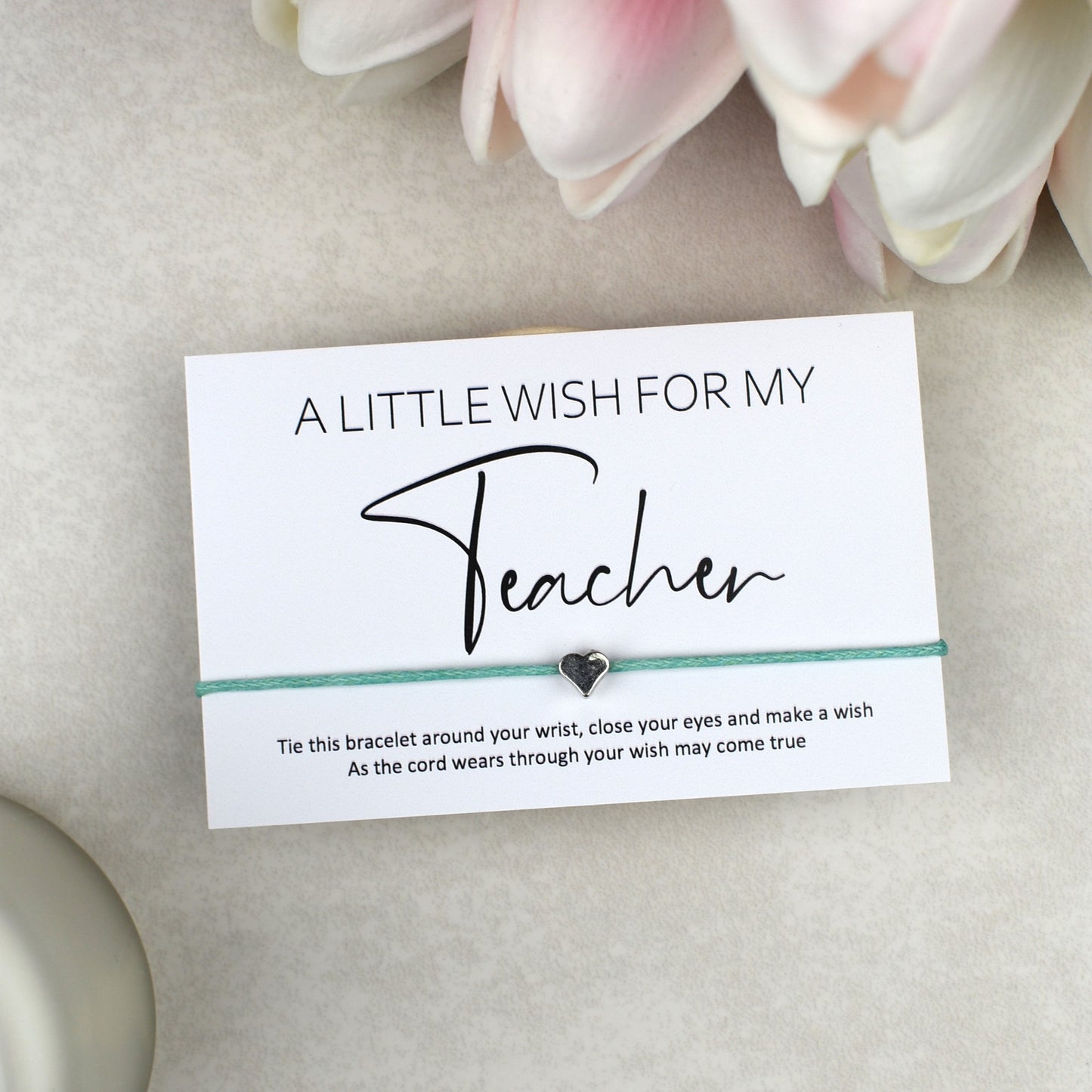 CLEARANCE - A Little Wish For My Teacher Wish Bracelet | Heart Charm