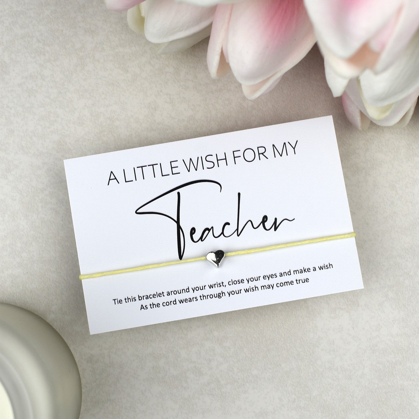 CLEARANCE - A Little Wish For My Teacher Wish Bracelet | Heart Charm