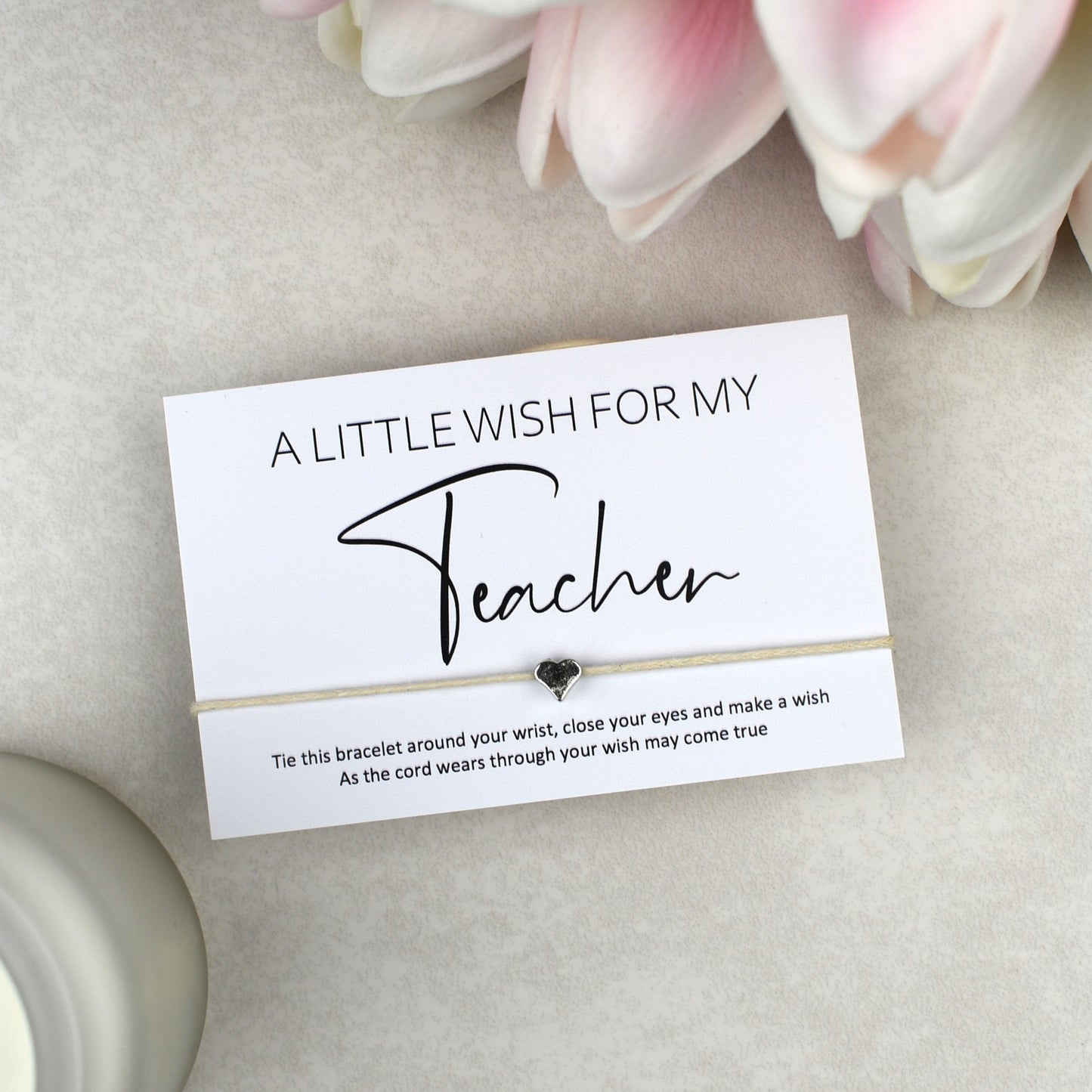 CLEARANCE - A Little Wish For My Teacher Wish Bracelet | Heart Charm