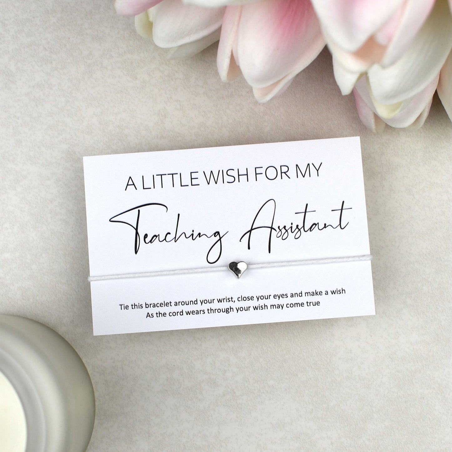 CLEARANCE - A Little Wish For My Teaching Assistant Wish Bracelet | Heart Charm