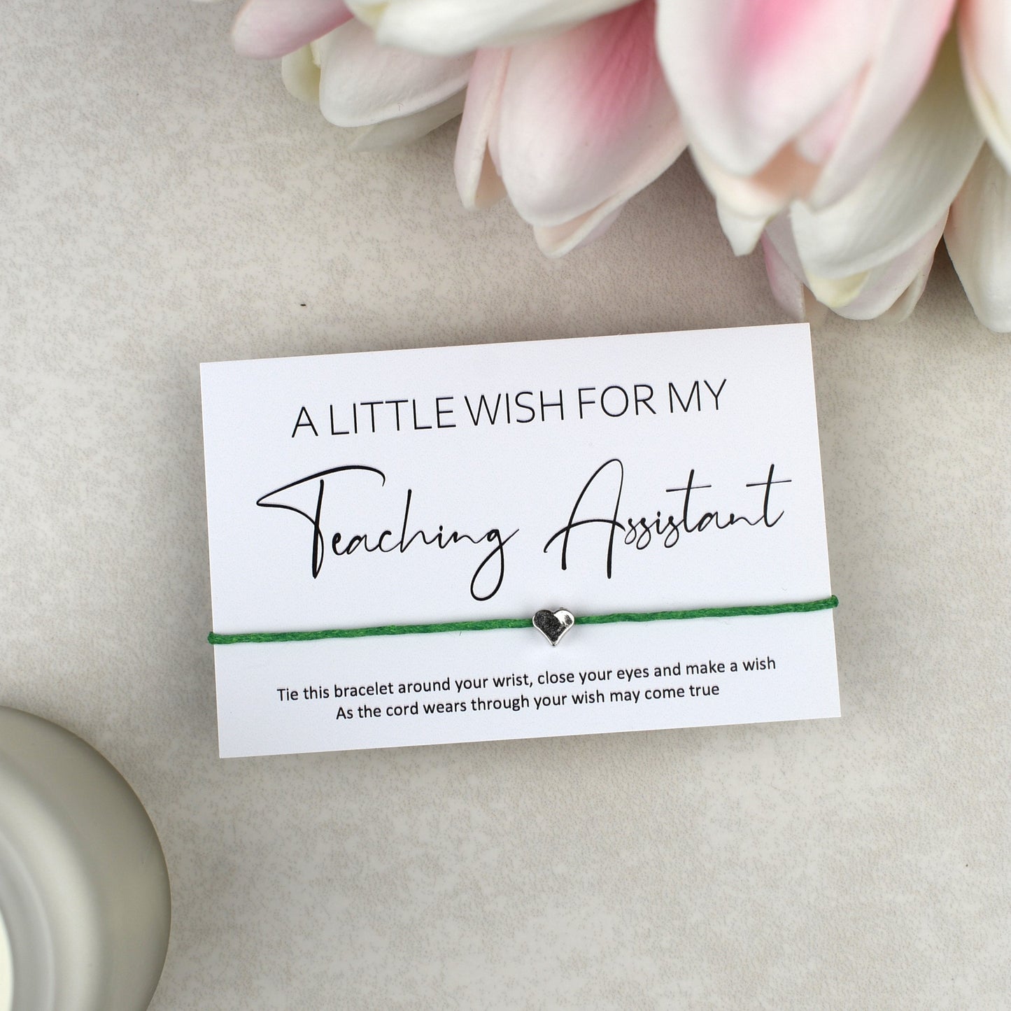 CLEARANCE - A Little Wish For My Teaching Assistant Wish Bracelet | Heart Charm