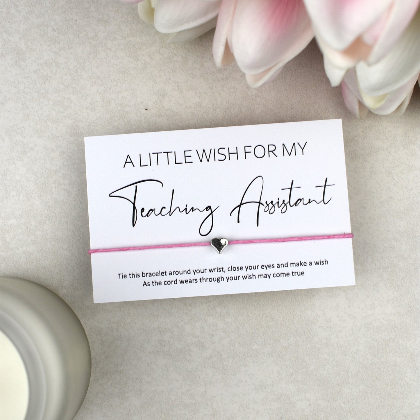 CLEARANCE - A Little Wish For My Teaching Assistant Wish Bracelet | Heart Charm