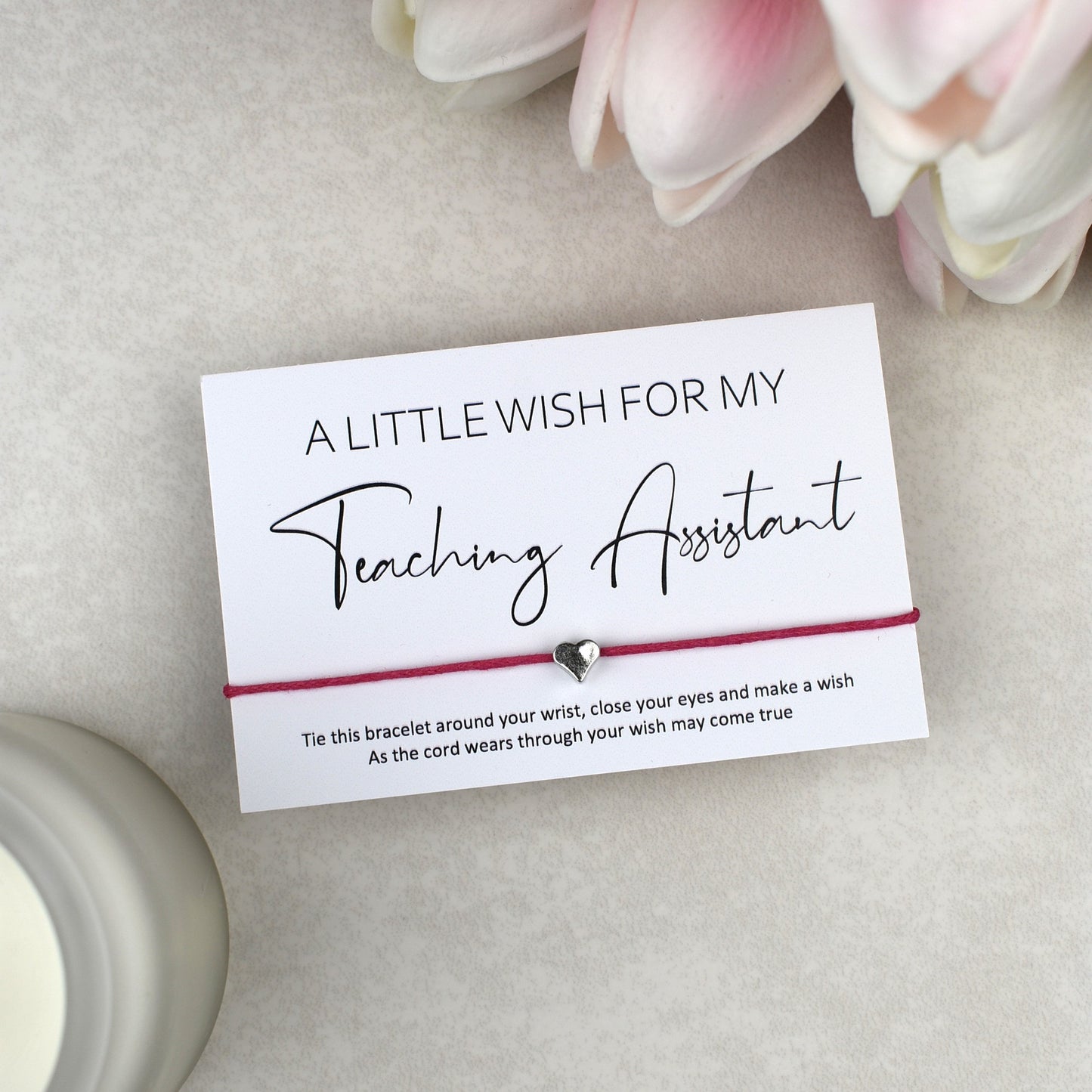 CLEARANCE - A Little Wish For My Teaching Assistant Wish Bracelet | Heart Charm