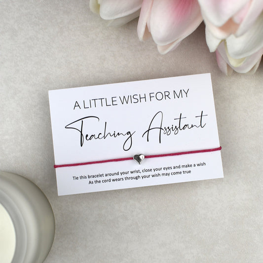 CLEARANCE - A Little Wish For My Teaching Assistant Wish Bracelet | Heart Charm