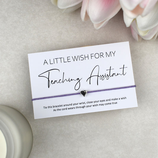 CLEARANCE - A Little Wish For My Teaching Assistant Wish Bracelet | Heart Charm