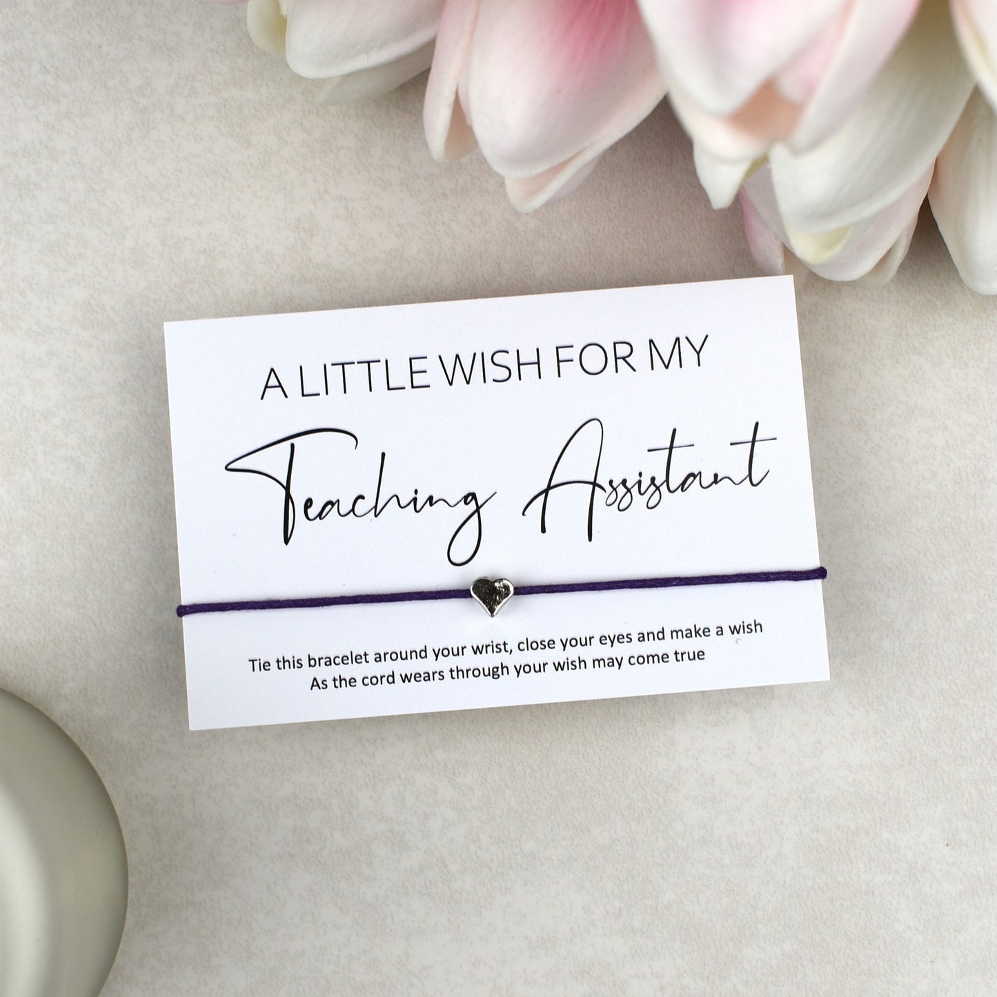 CLEARANCE - A Little Wish For My Teaching Assistant Wish Bracelet | Heart Charm