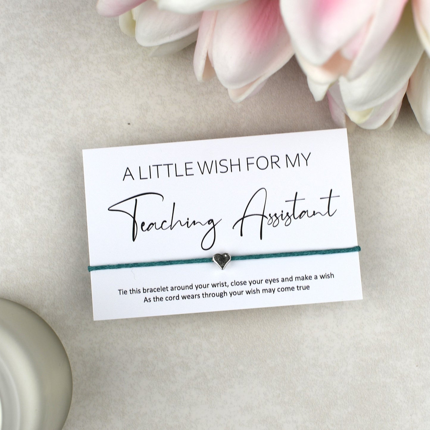 CLEARANCE - A Little Wish For My Teaching Assistant Wish Bracelet | Heart Charm