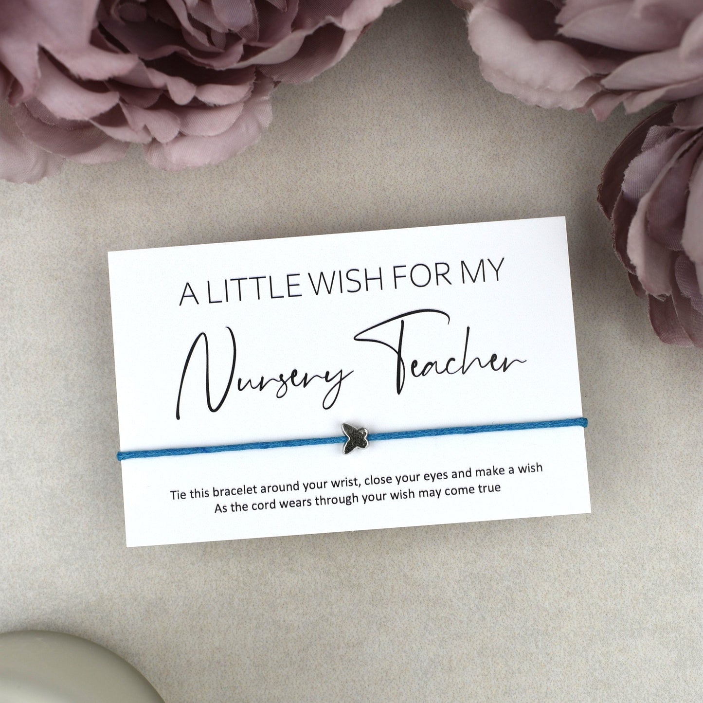 CLEARANCE - A Little Wish For My Nursery Teacher Wish Bracelet | Butterfly Charm