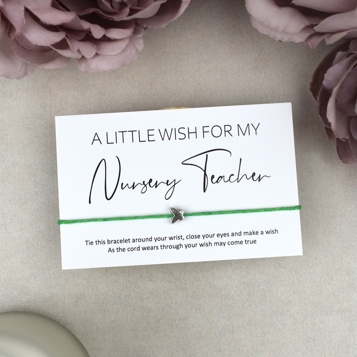 CLEARANCE - A Little Wish For My Nursery Teacher Wish Bracelet | Butterfly Charm