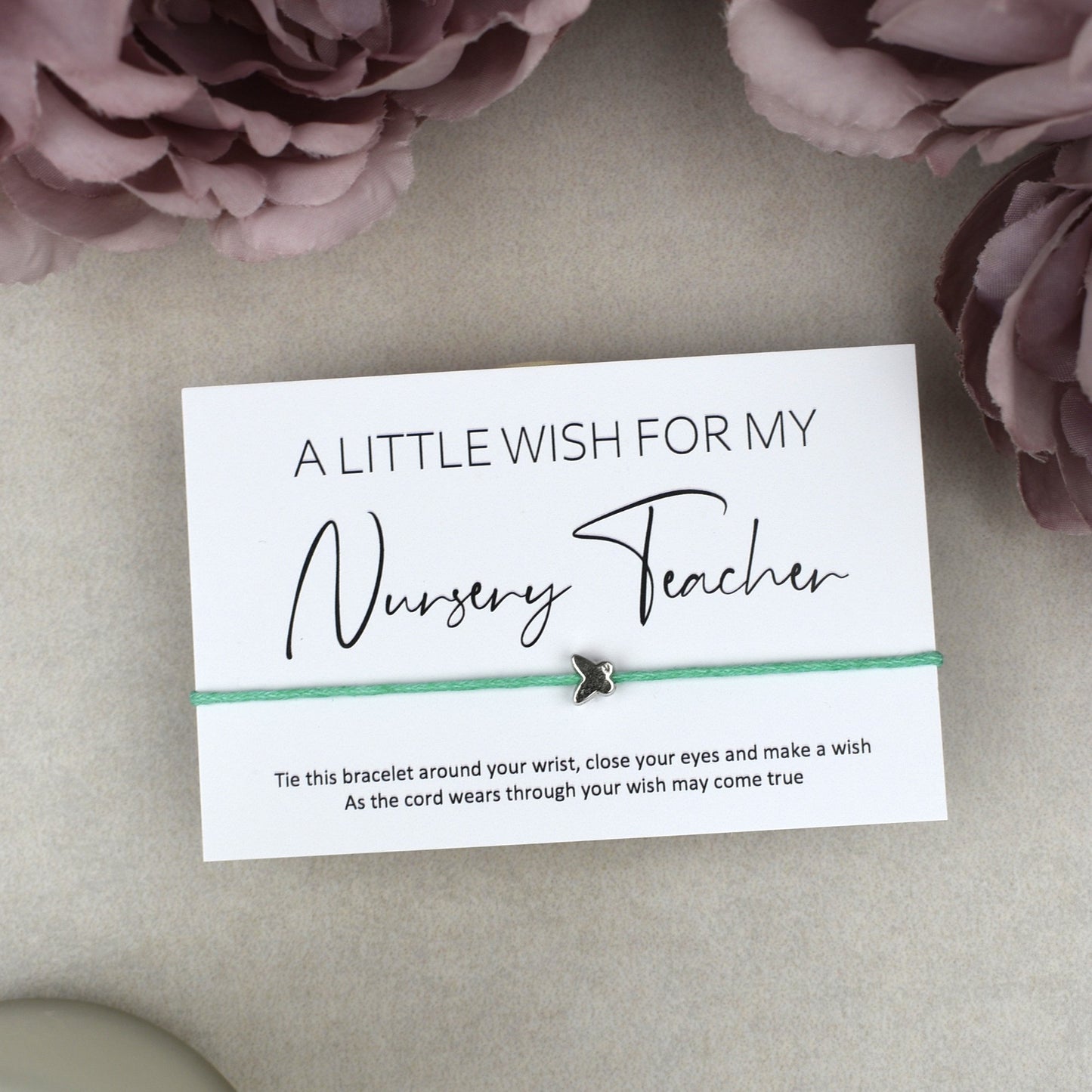 CLEARANCE - A Little Wish For My Nursery Teacher Wish Bracelet | Butterfly Charm