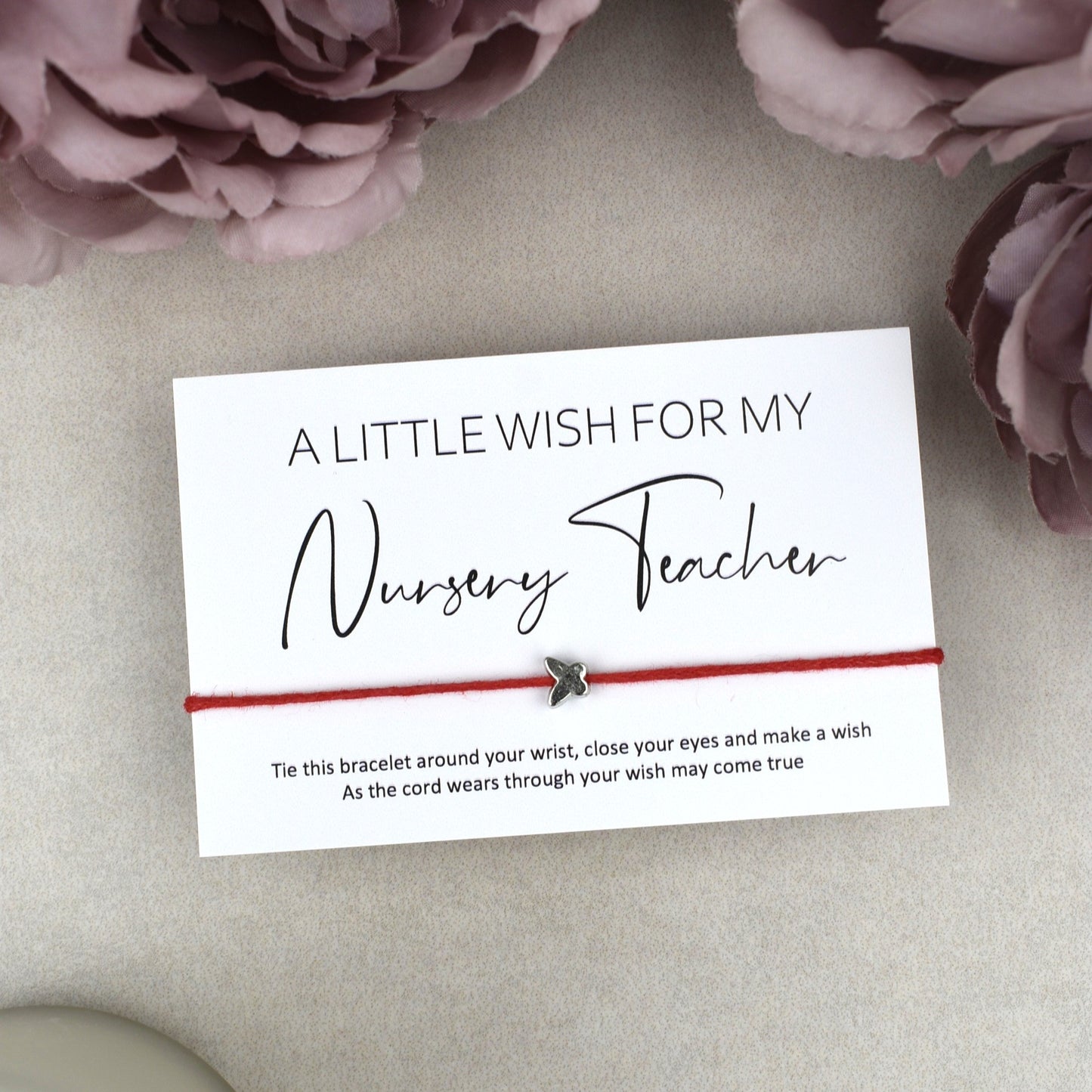 CLEARANCE - A Little Wish For My Nursery Teacher Wish Bracelet | Butterfly Charm
