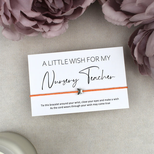 CLEARANCE - A Little Wish For My Nursery Teacher Wish Bracelet | Butterfly Charm