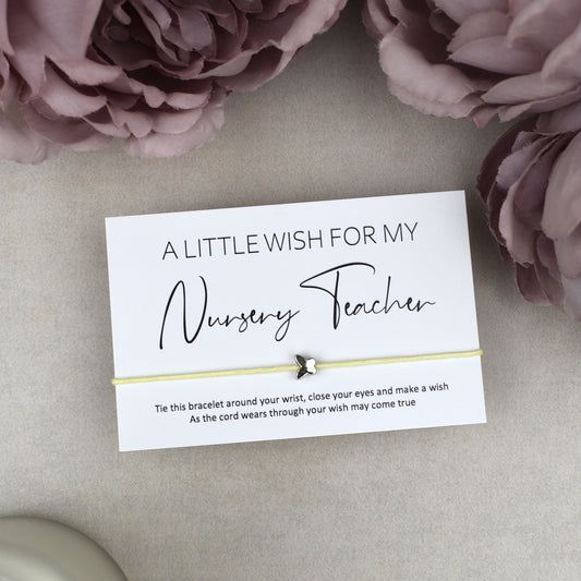 CLEARANCE - A Little Wish For My Nursery Teacher Wish Bracelet | Butterfly Charm