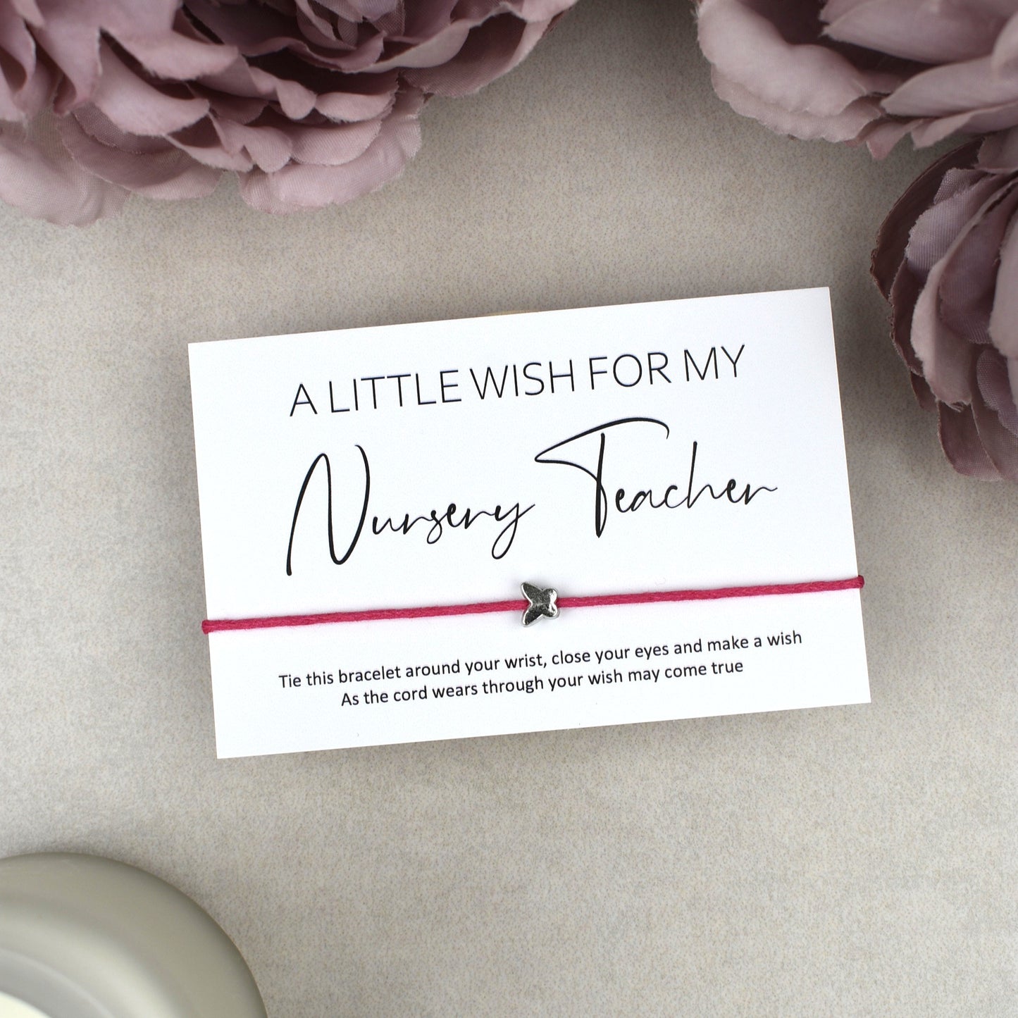 CLEARANCE - A Little Wish For My Nursery Teacher Wish Bracelet | Butterfly Charm