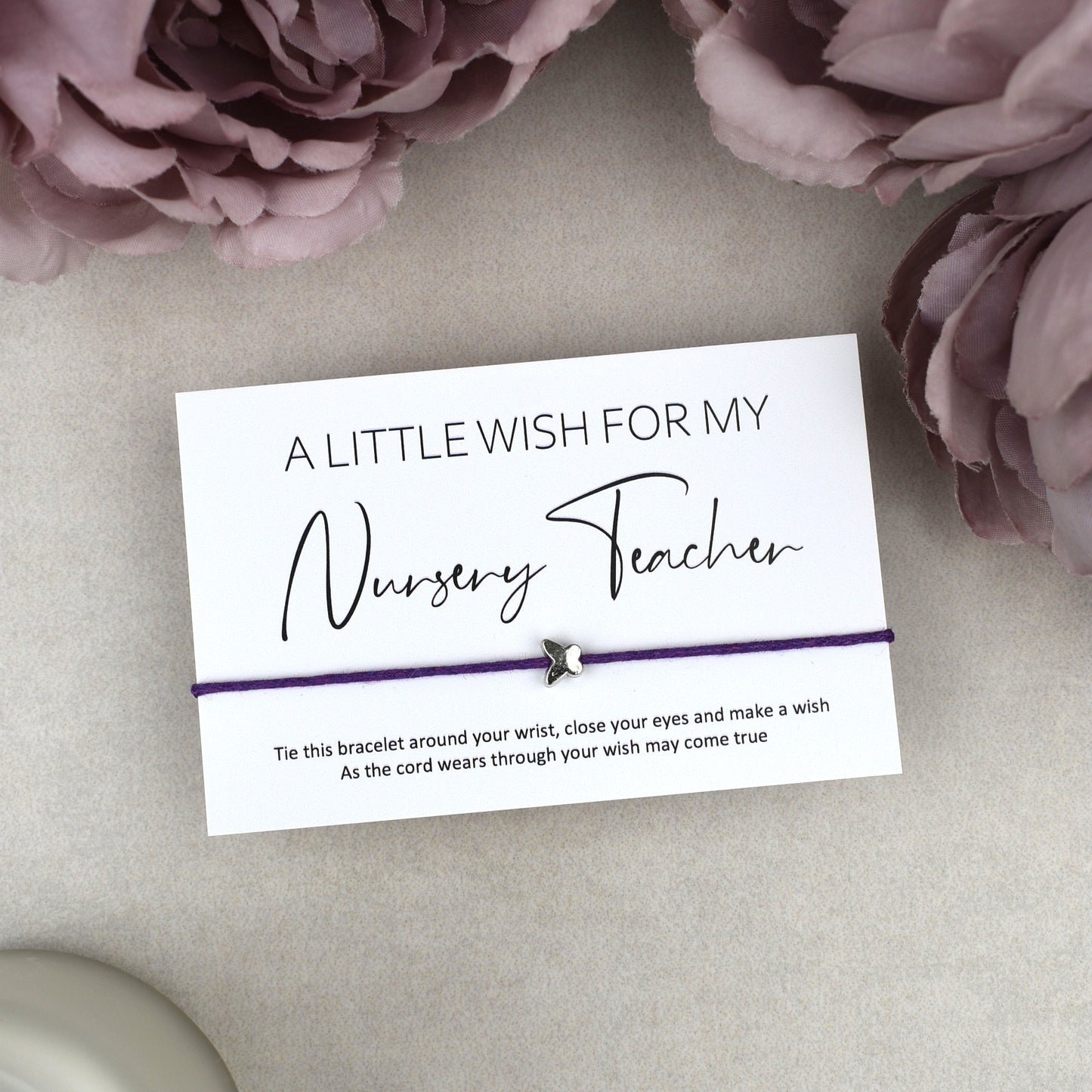 CLEARANCE - A Little Wish For My Nursery Teacher Wish Bracelet | Butterfly Charm