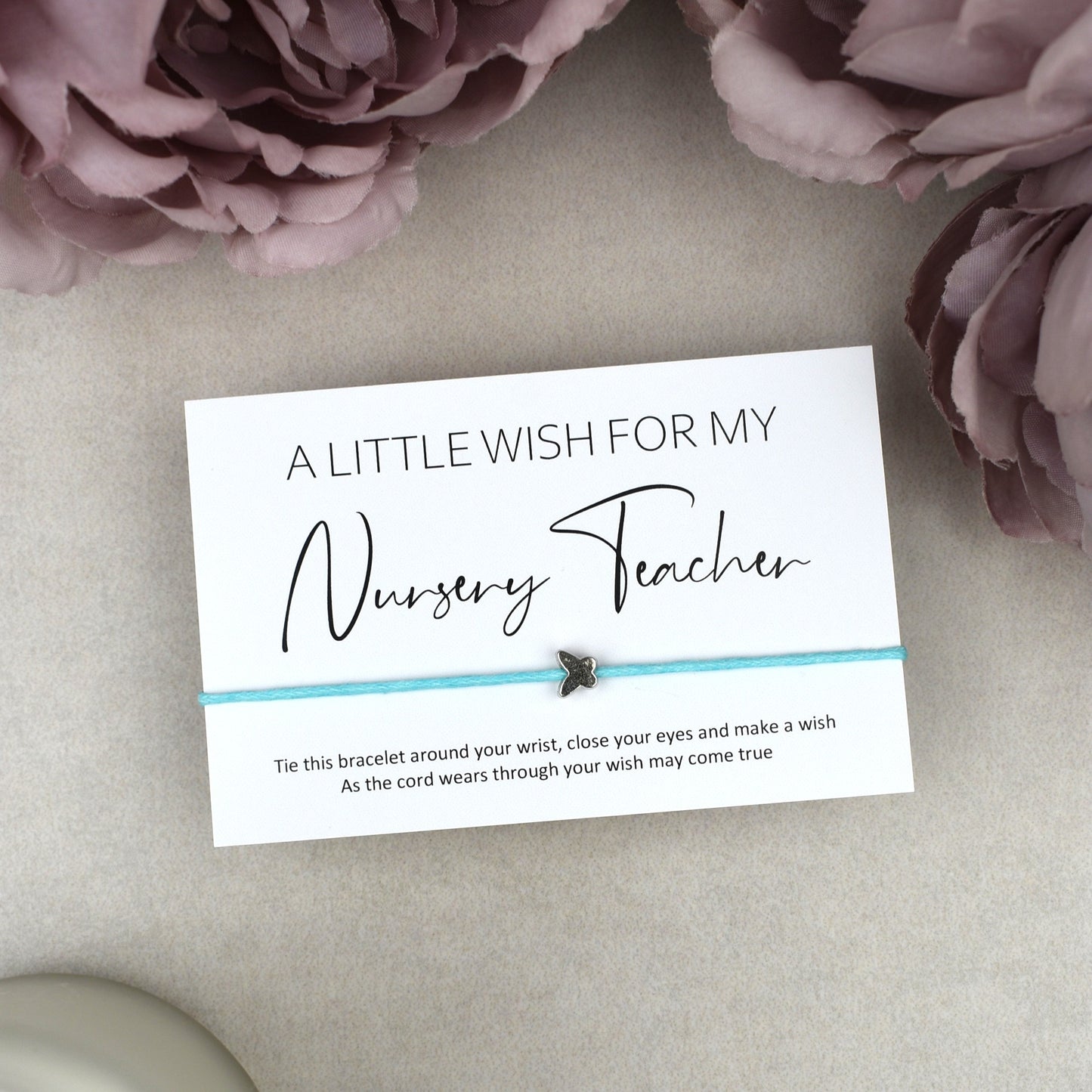 CLEARANCE - A Little Wish For My Nursery Teacher Wish Bracelet | Butterfly Charm