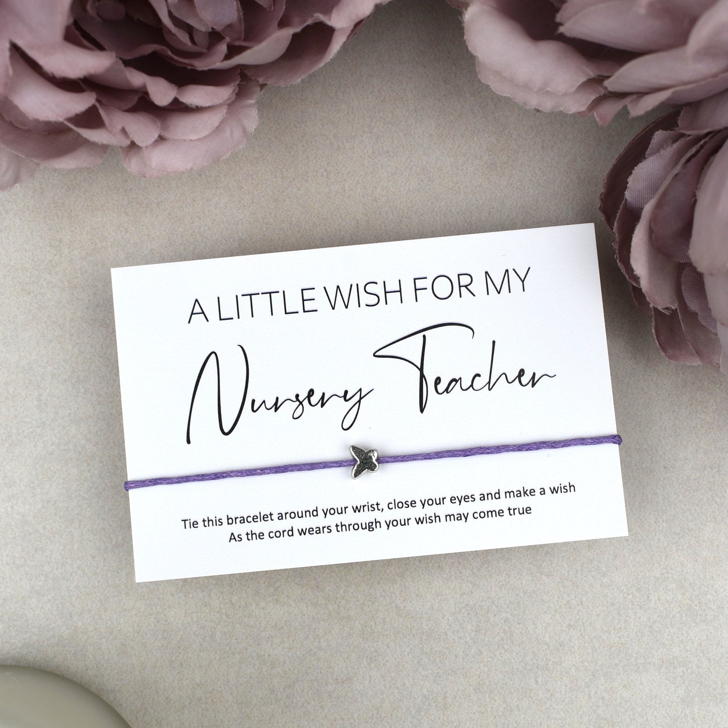 CLEARANCE - A Little Wish For My Nursery Teacher Wish Bracelet | Butterfly Charm