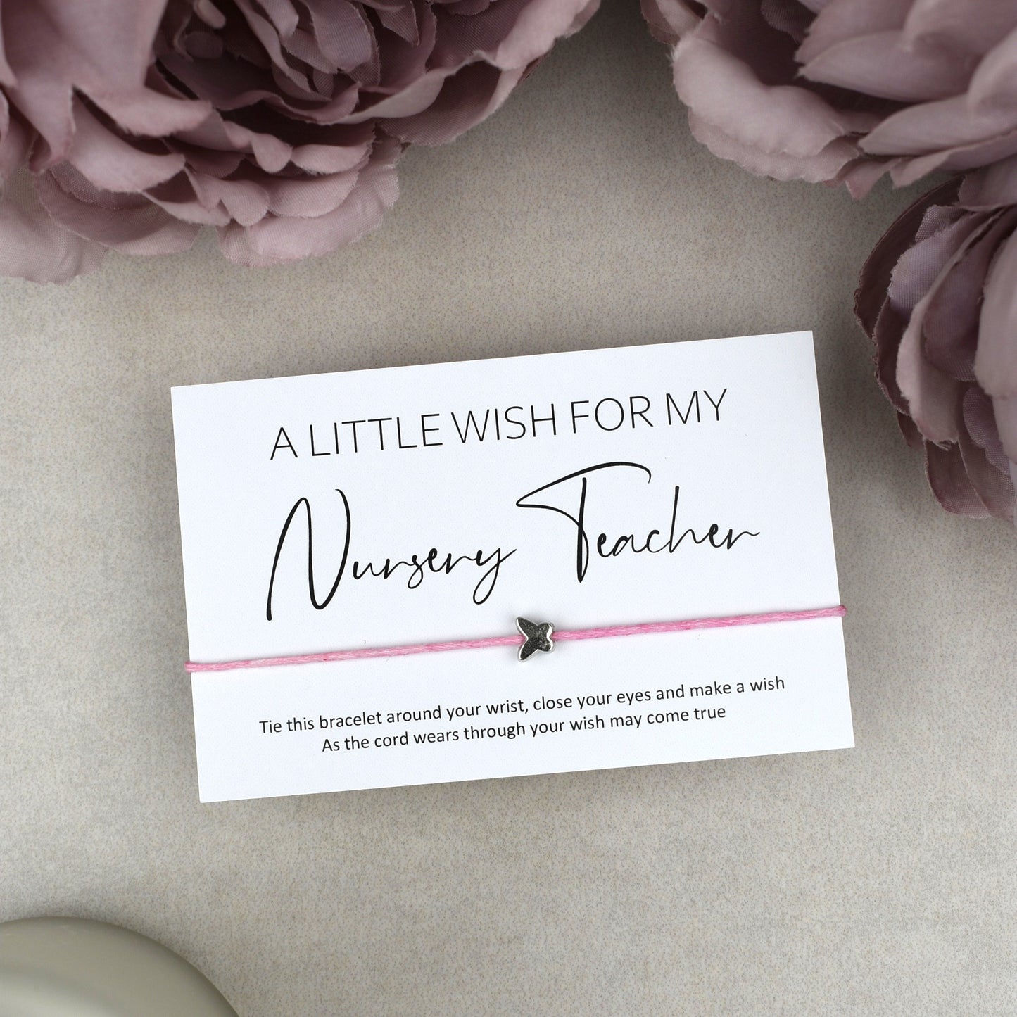 CLEARANCE - A Little Wish For My Nursery Teacher Wish Bracelet | Butterfly Charm