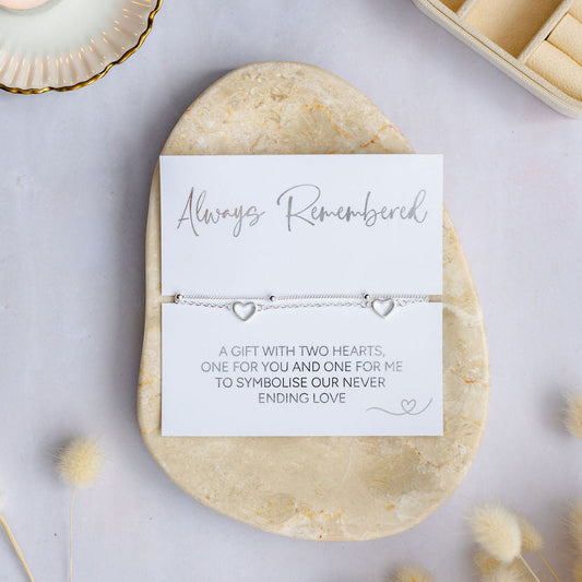 Elegant silver heart memorial bracelet, a thoughtful gift to honour someone special