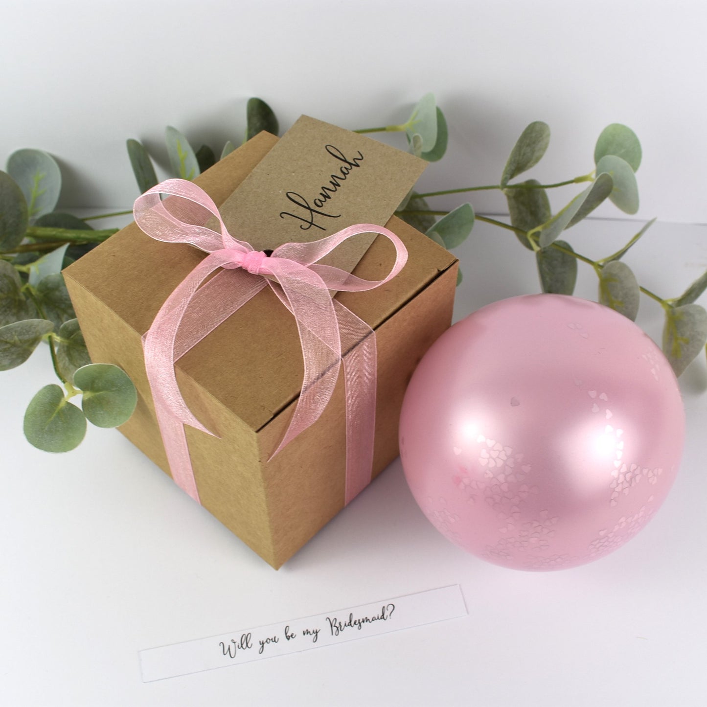 Personalised Pink Organza Balloon Proposal Box