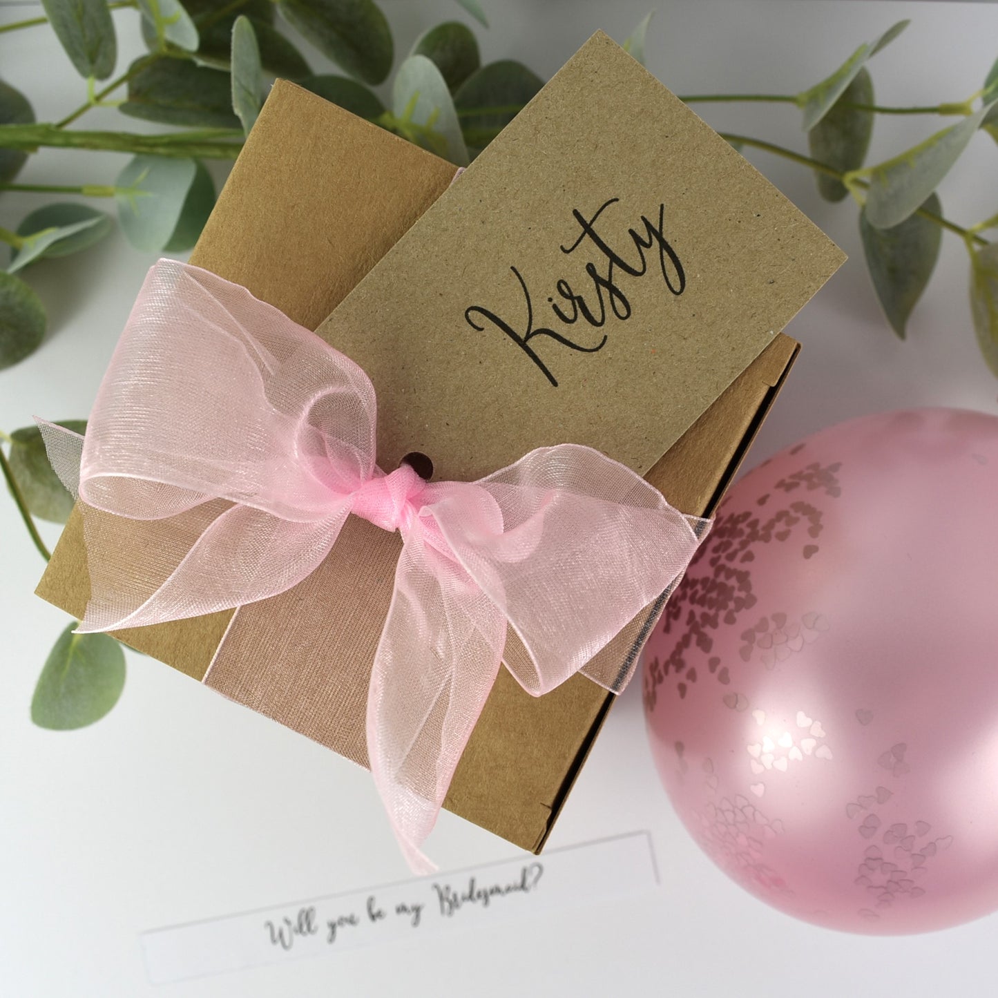 Personalised Pink Organza Balloon Proposal Box