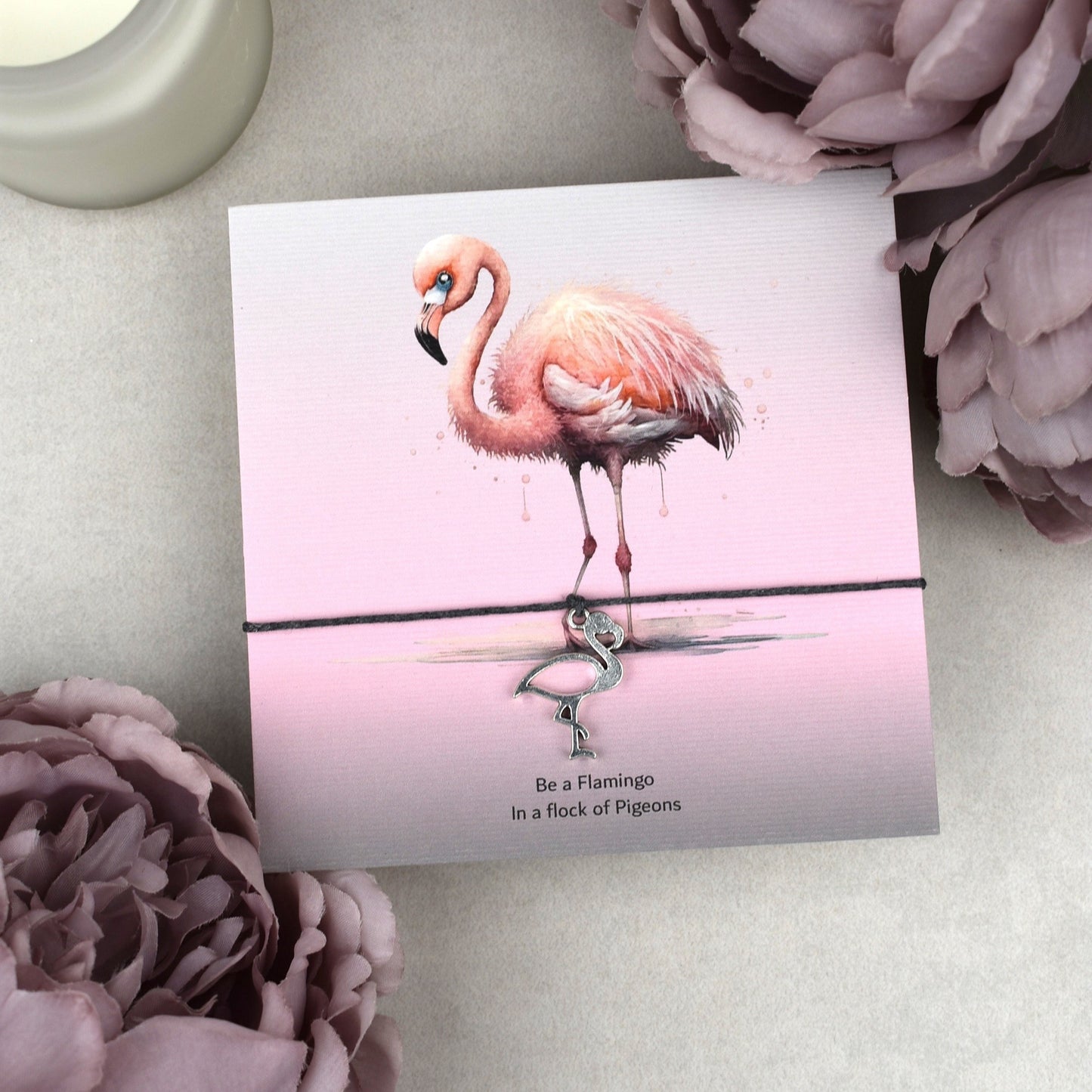 CLEARANCE - Be A Flamingo in a Flock of Pigeons Wish Bracelet