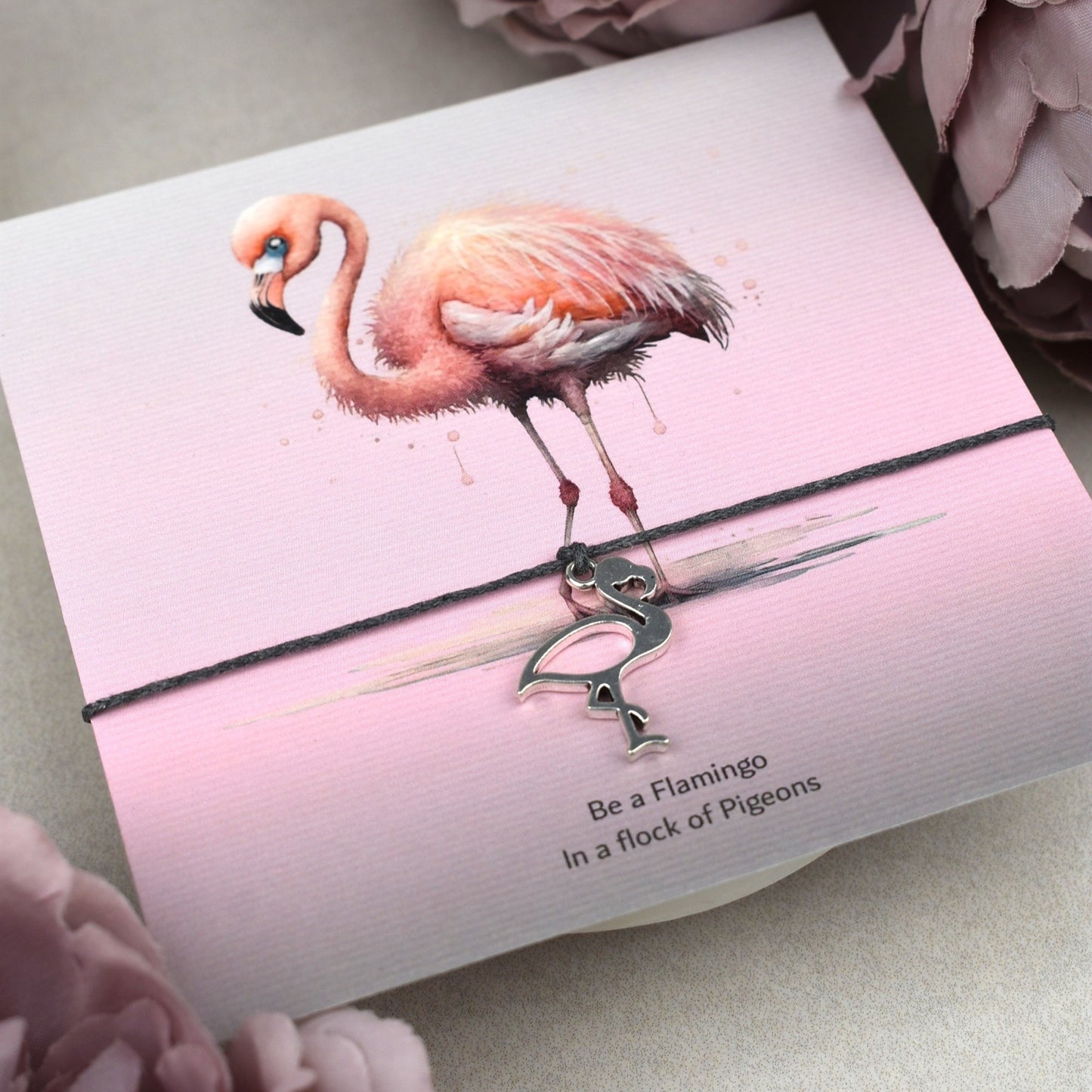 CLEARANCE - Be A Flamingo in a Flock of Pigeons Wish Bracelet