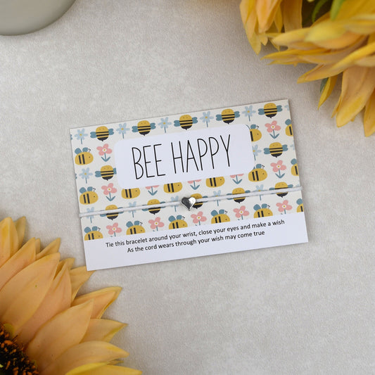 CLEARANCE - Bee Happy Wish Bracelet | Heart Charm