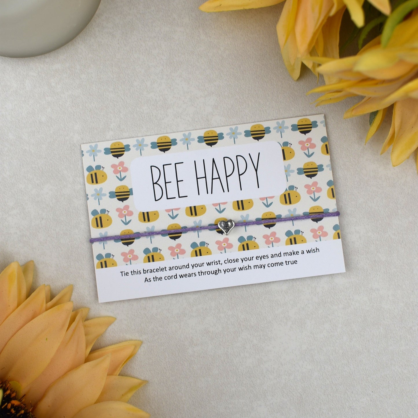 CLEARANCE - Bee Happy Wish Bracelet | Heart Charm