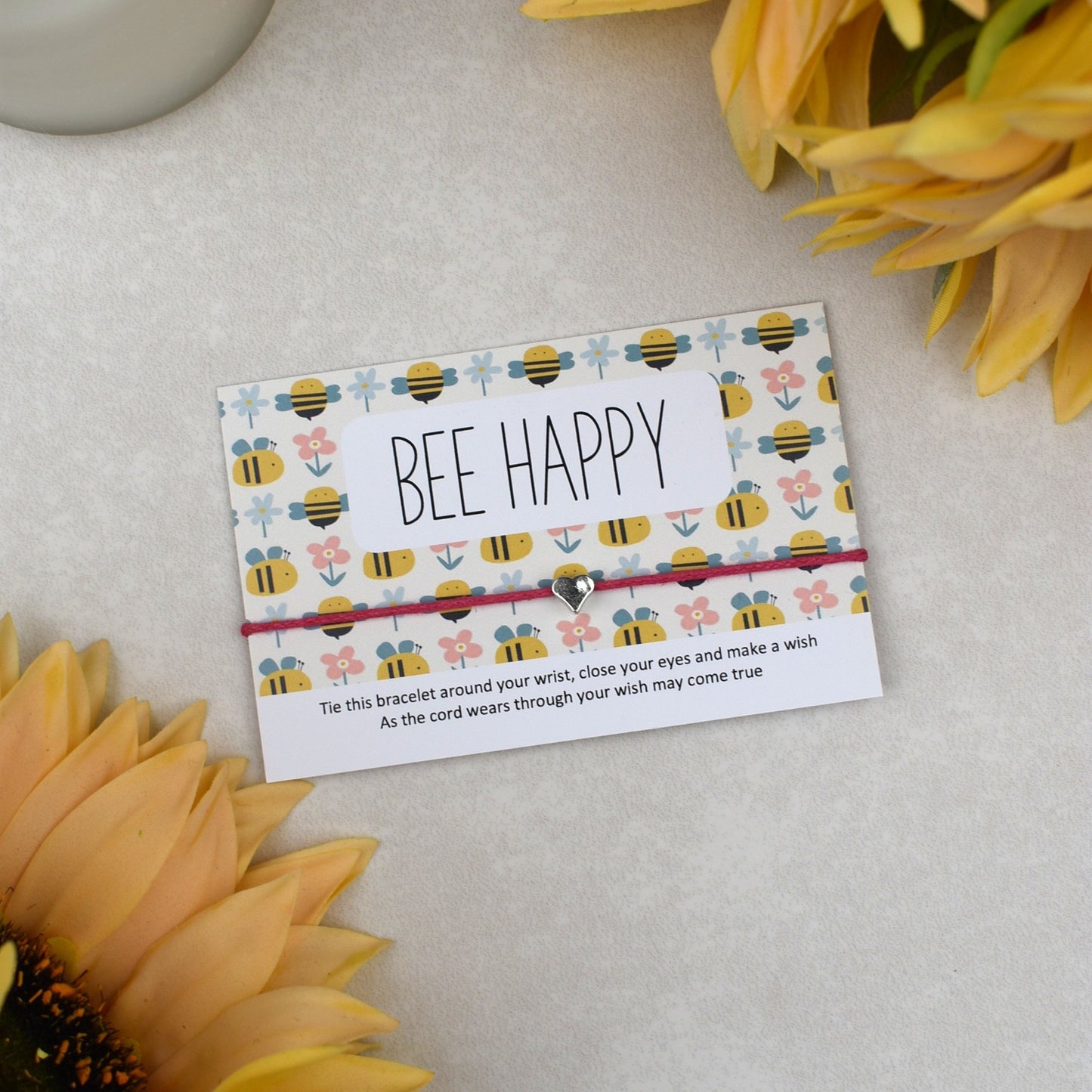 CLEARANCE - Bee Happy Wish Bracelet | Heart Charm